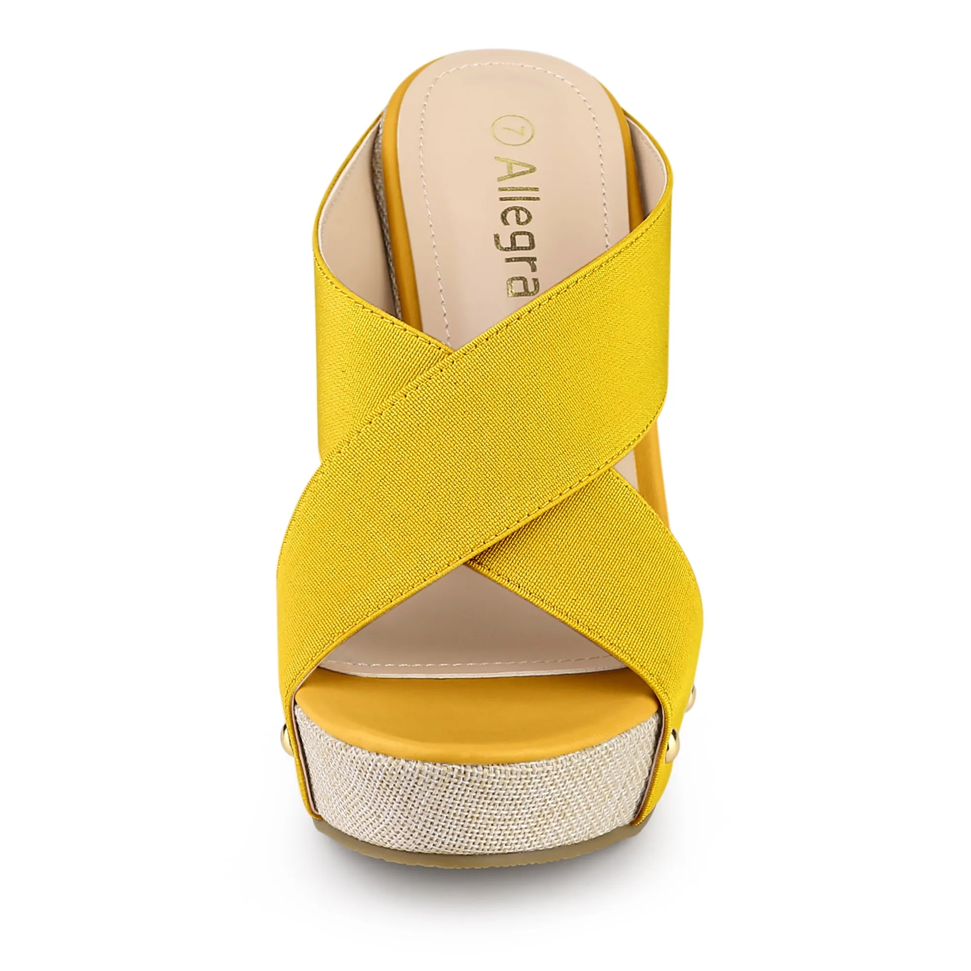 Crisscrossing Strap Platform Slide Wedge Sandals