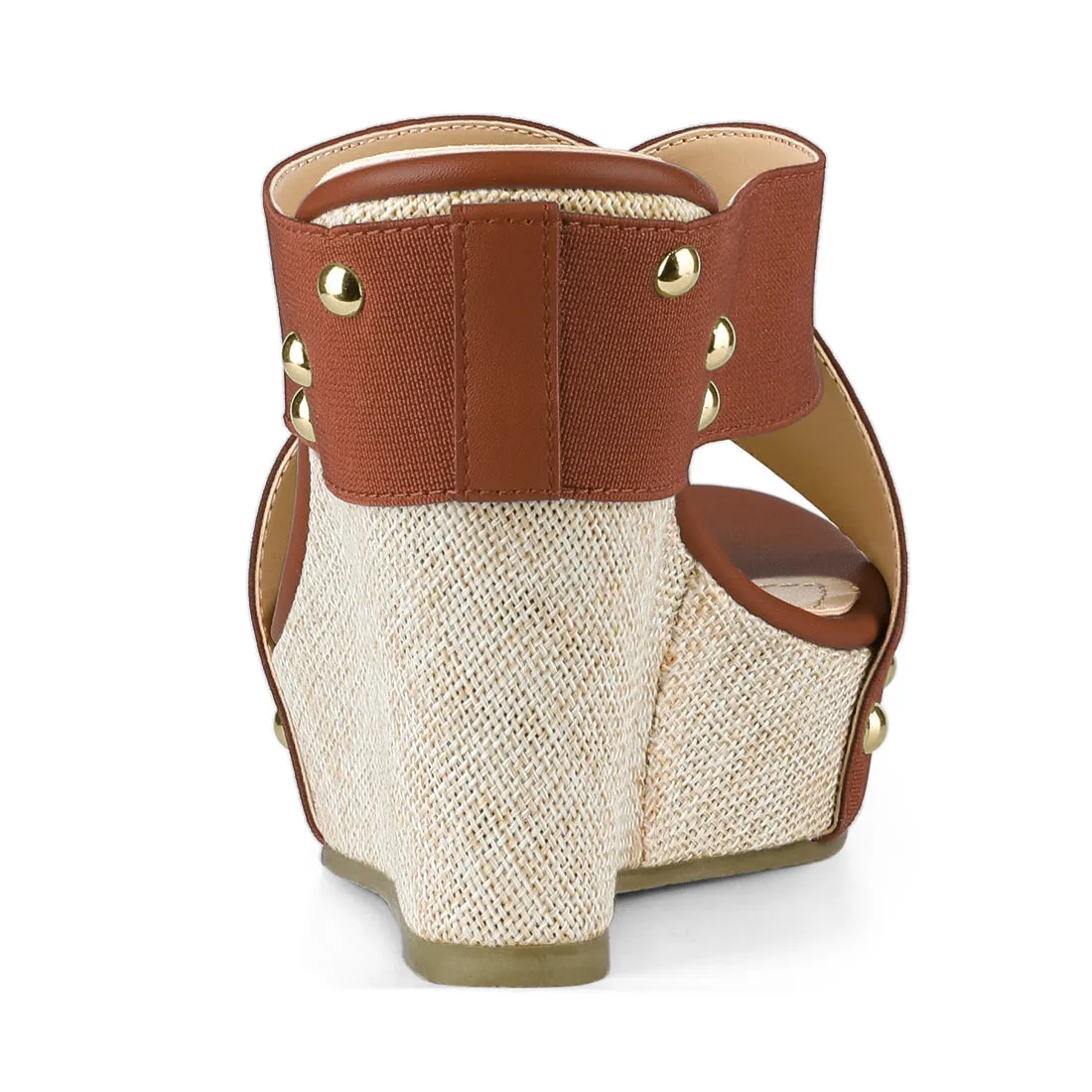 Crisscrossing Strap Platform Slide Wedge Sandals
