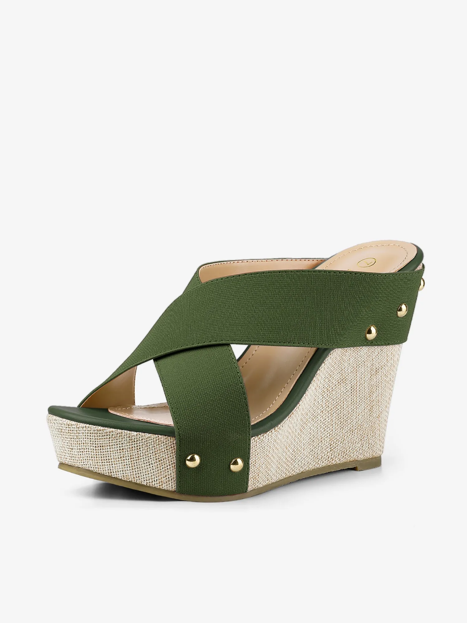 Crisscrossing Strap Platform Slide Wedge Sandals