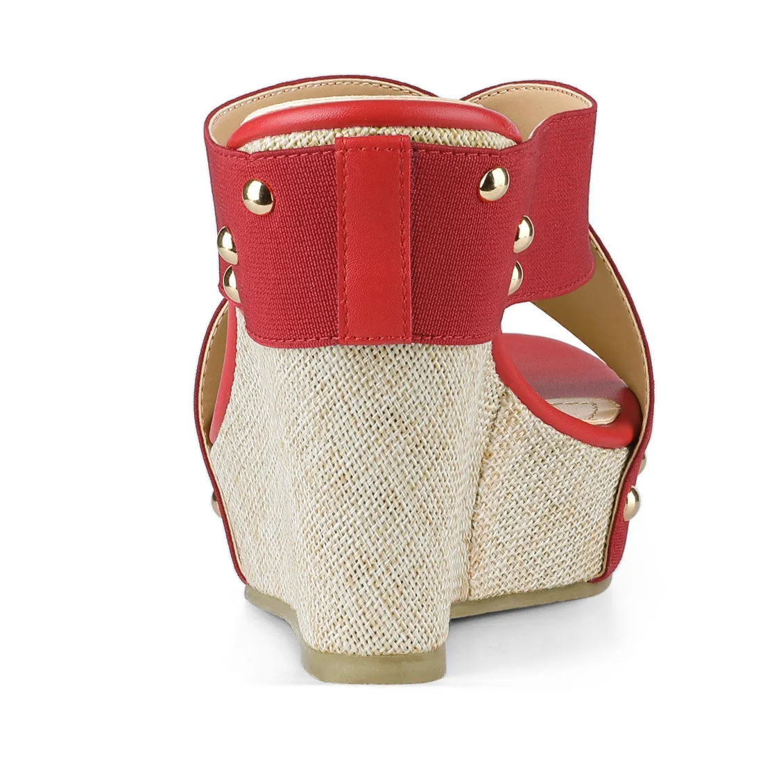 Crisscrossing Strap Platform Slide Wedge Sandals