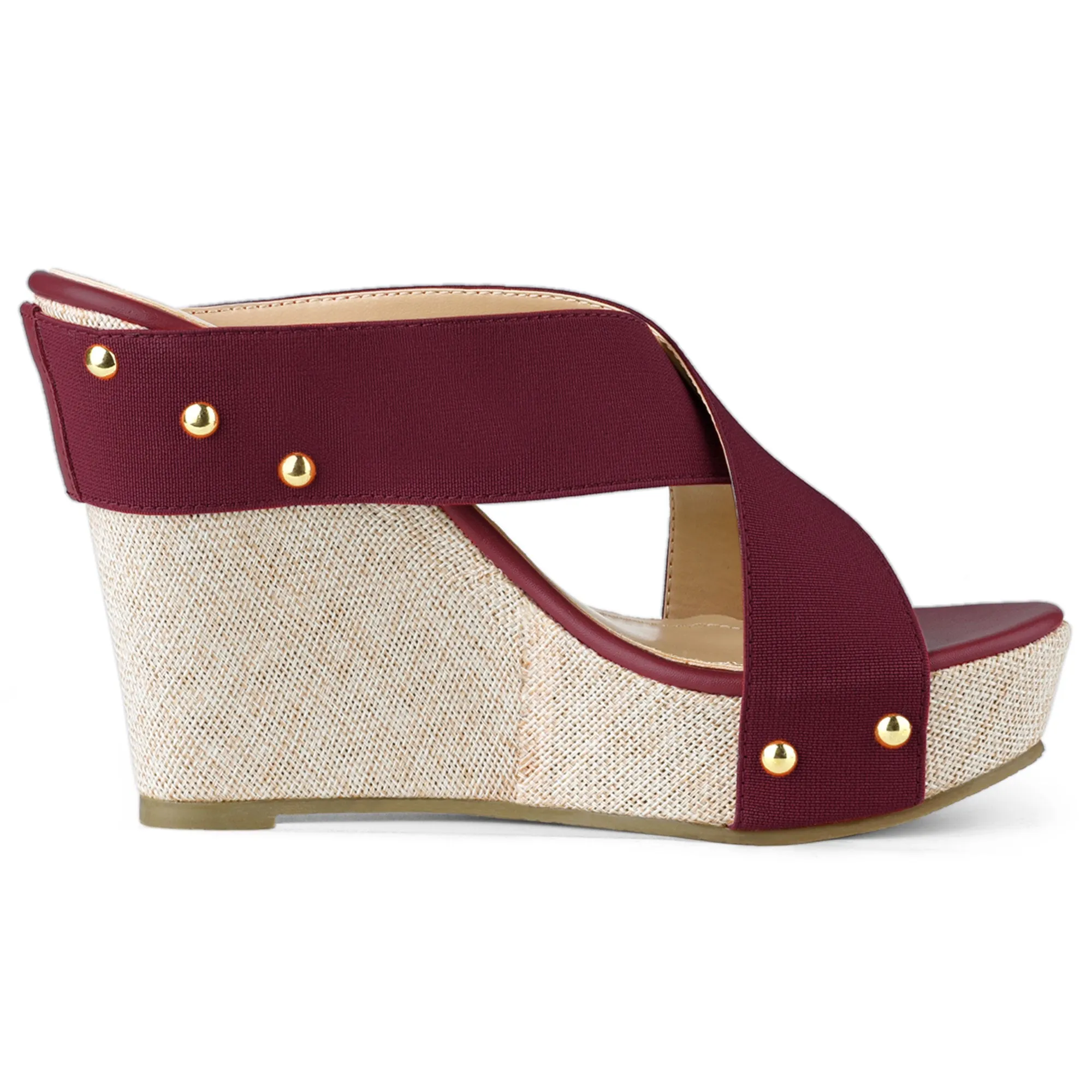 Crisscrossing Strap Platform Slide Wedge Sandals