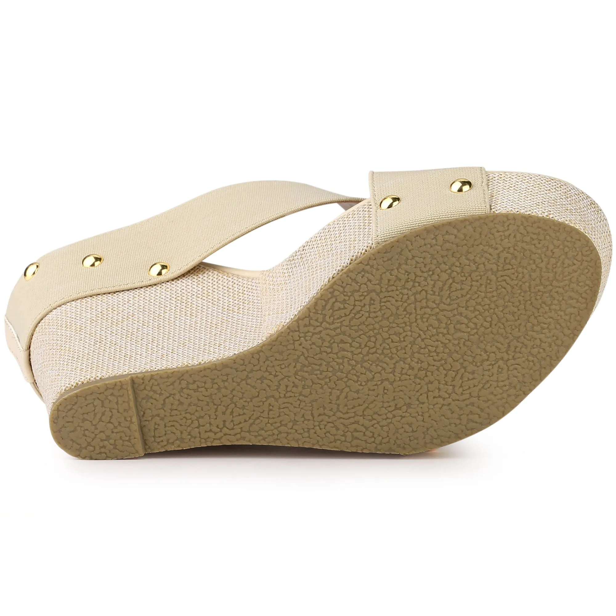 Crisscrossing Strap Platform Slide Wedge Sandals