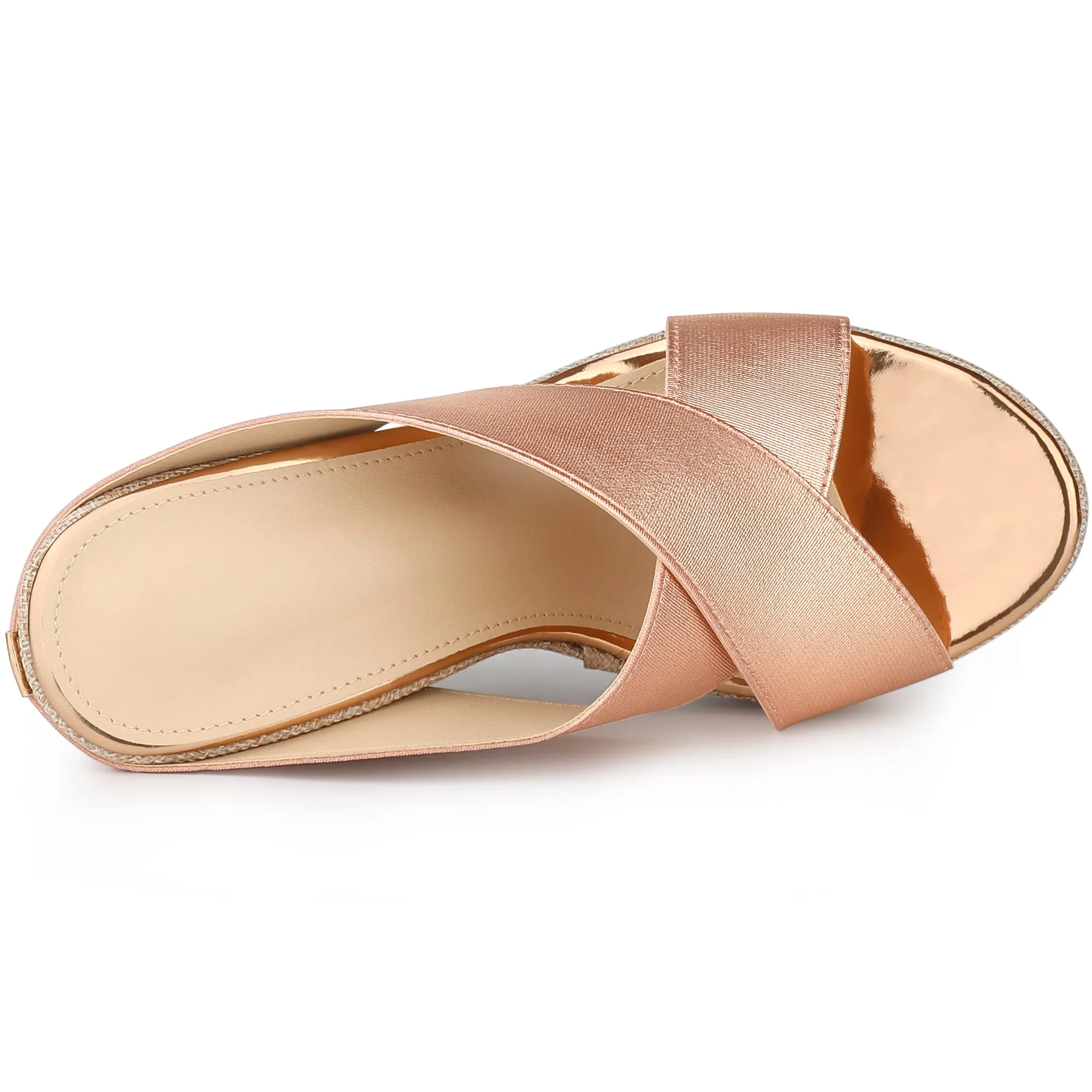 Crisscrossing Strap Platform Slide Wedge Sandals