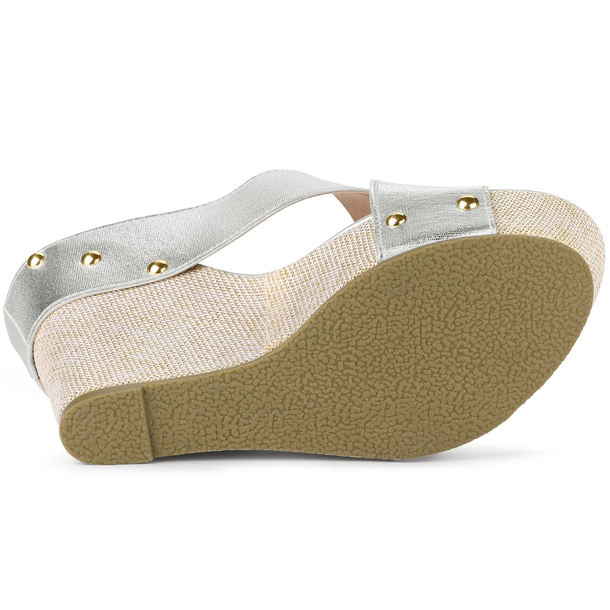 Crisscrossing Strap Platform Slide Wedge Sandals