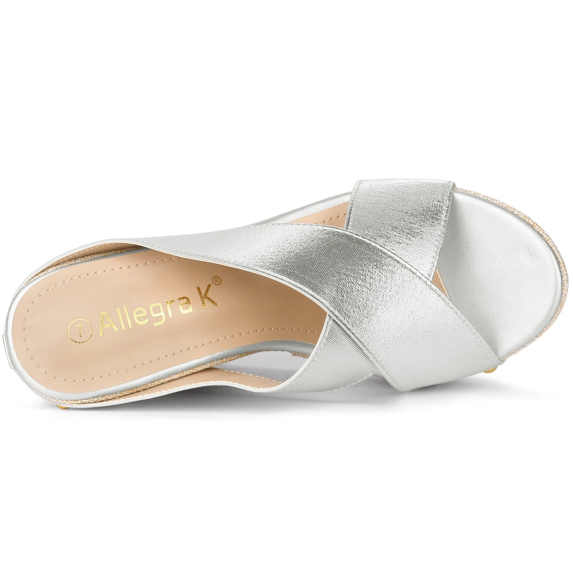 Crisscrossing Strap Platform Slide Wedge Sandals