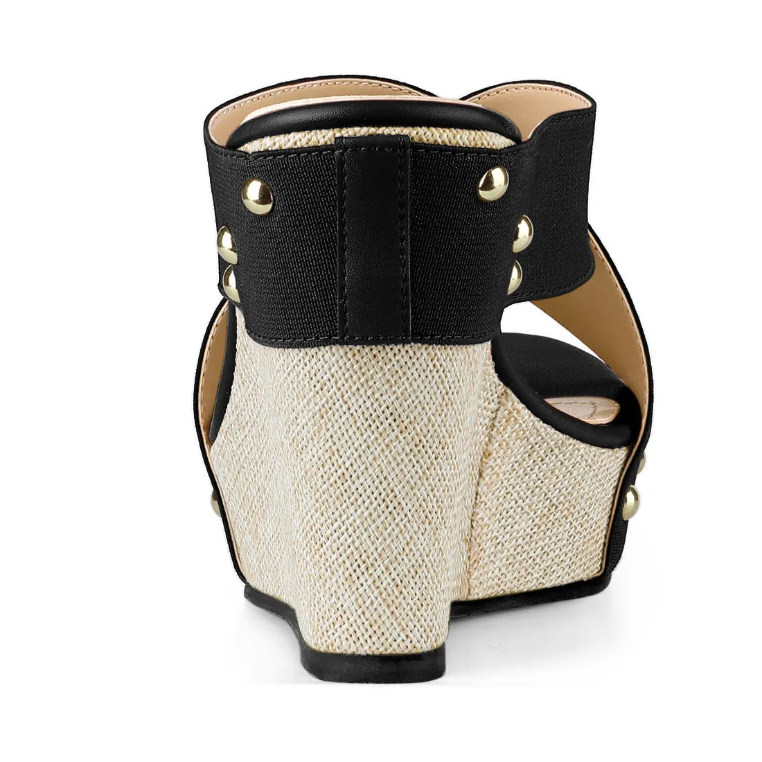 Crisscrossing Strap Platform Slide Wedge Sandals