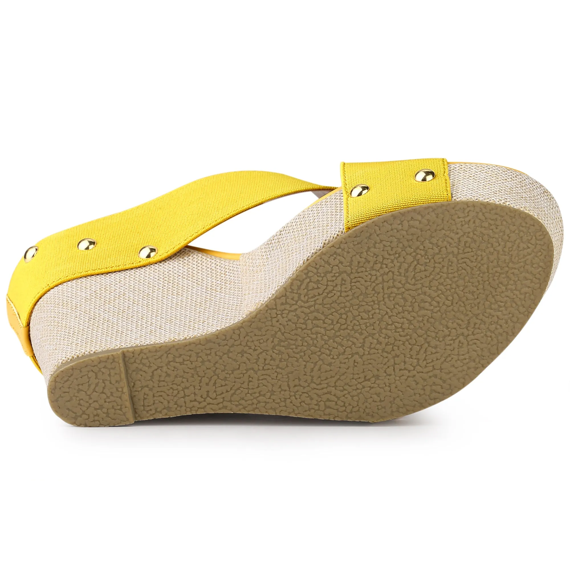 Crisscrossing Strap Platform Slide Wedge Sandals