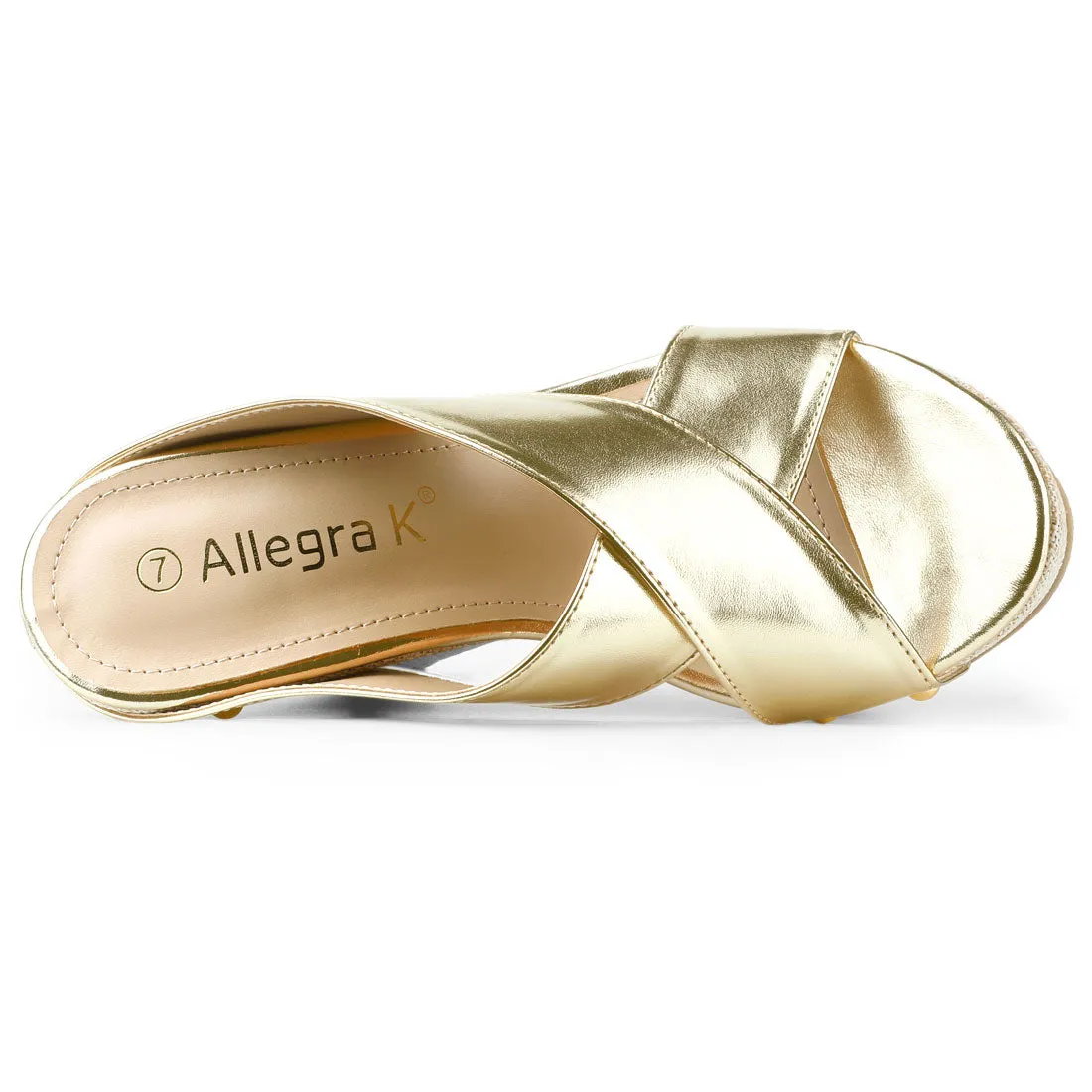 Crisscrossing Strap Platform Slide Wedge Sandals