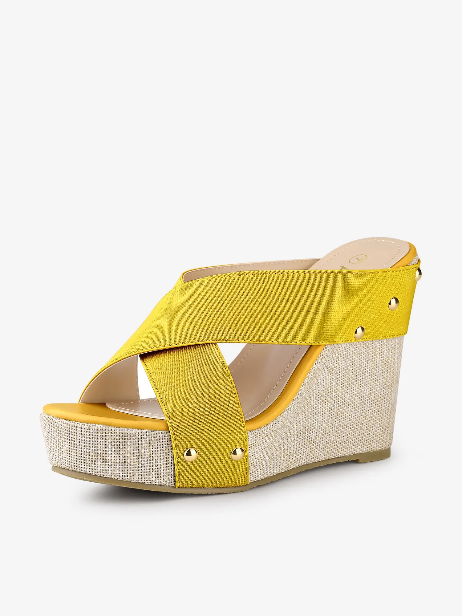 Crisscrossing Strap Platform Slide Wedge Sandals
