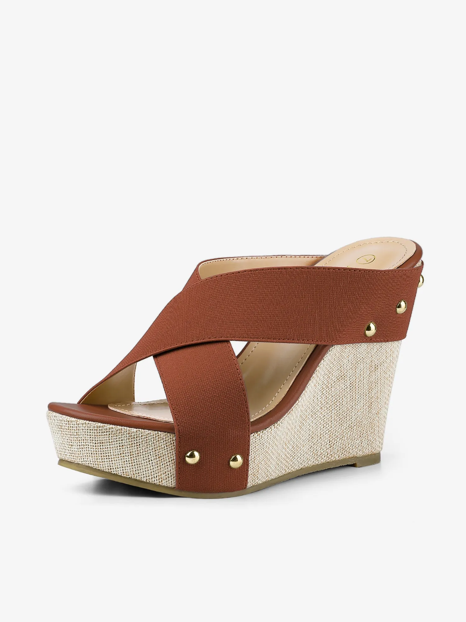 Crisscrossing Strap Platform Slide Wedge Sandals