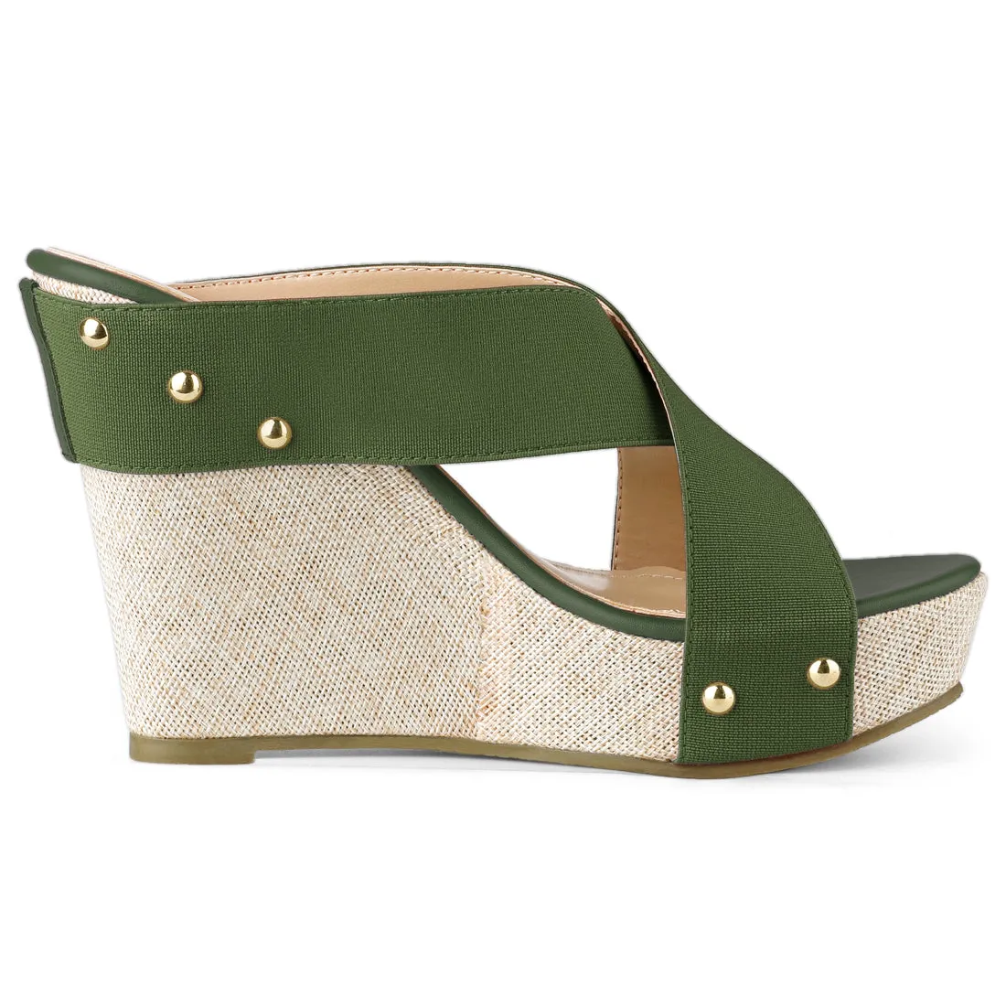 Crisscrossing Strap Platform Slide Wedge Sandals