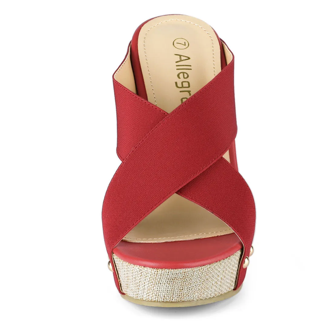 Crisscrossing Strap Platform Slide Wedge Sandals