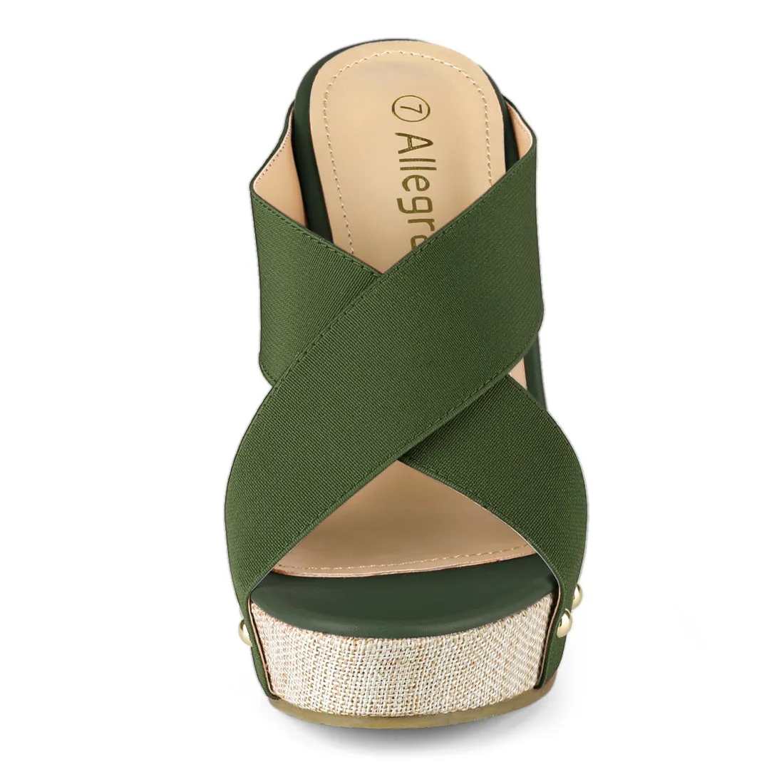Crisscrossing Strap Platform Slide Wedge Sandals