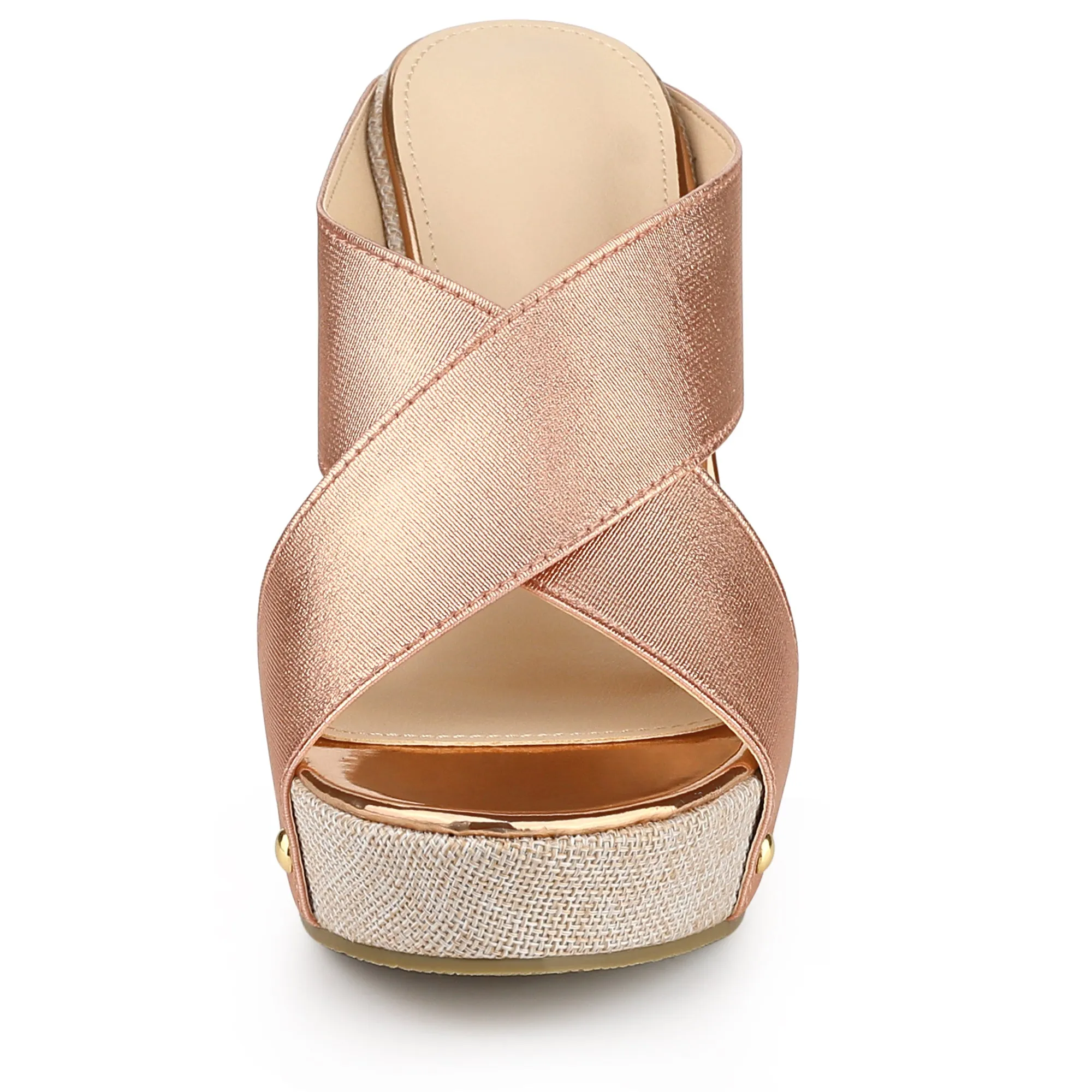 Crisscrossing Strap Platform Slide Wedge Sandals