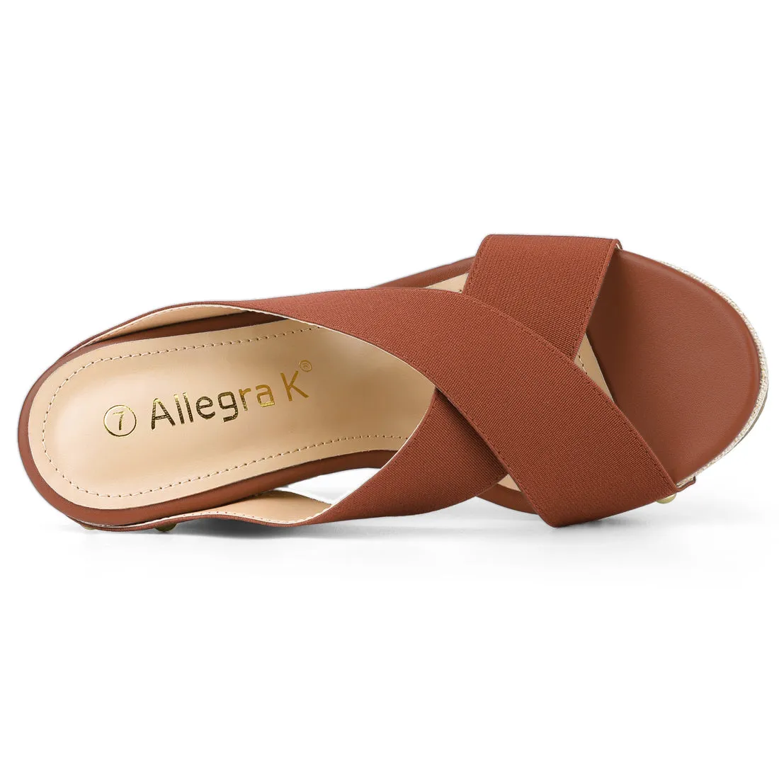Crisscrossing Strap Platform Slide Wedge Sandals