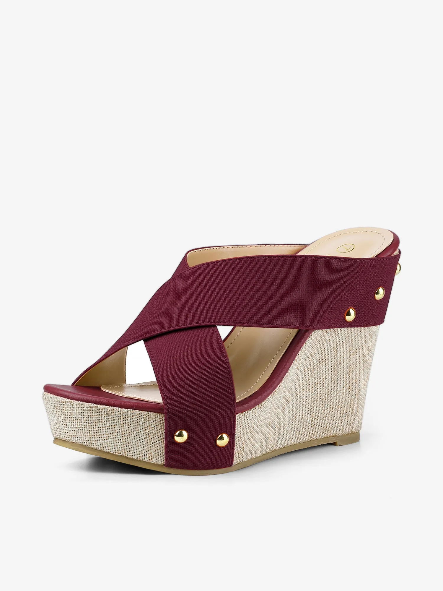 Crisscrossing Strap Platform Slide Wedge Sandals