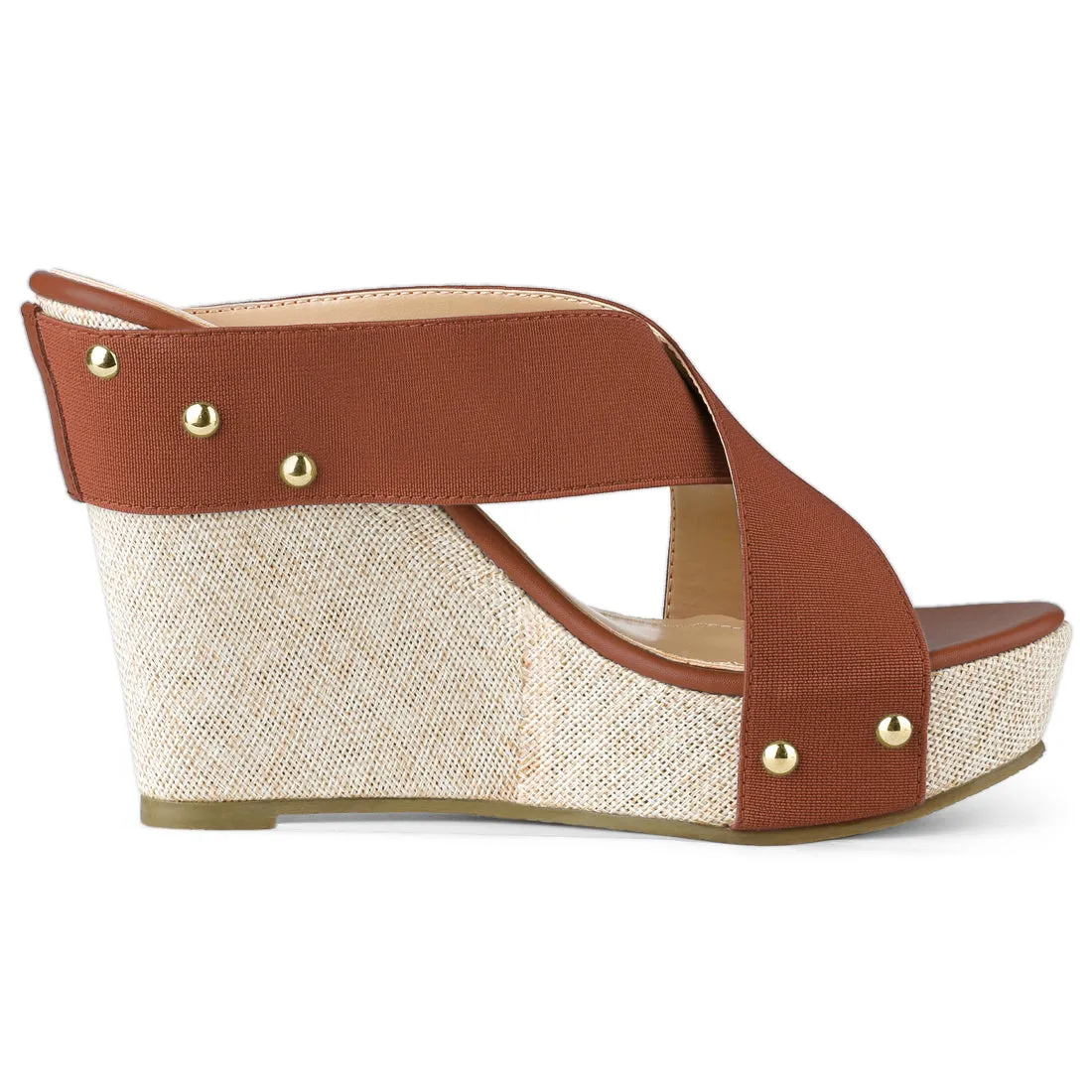 Crisscrossing Strap Platform Slide Wedge Sandals