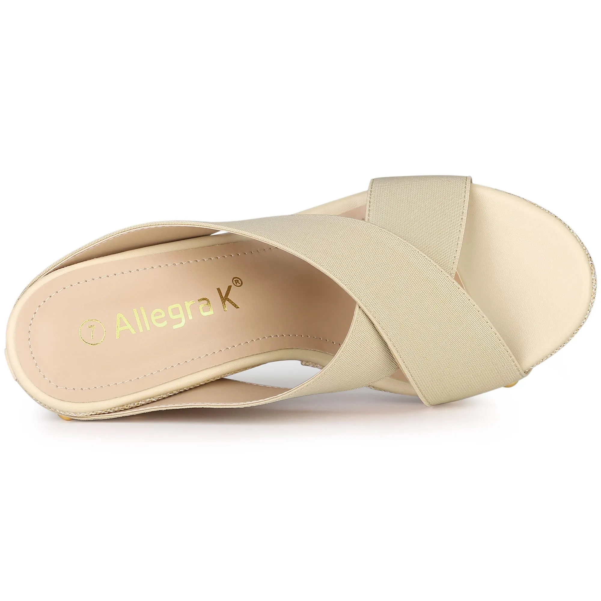 Crisscrossing Strap Platform Slide Wedge Sandals