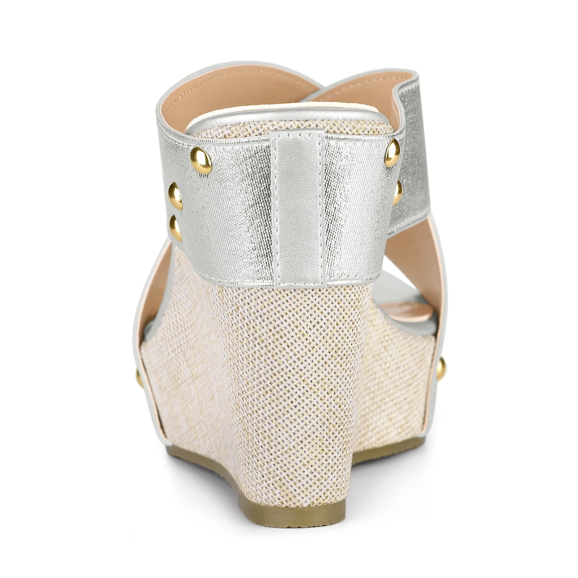 Crisscrossing Strap Platform Slide Wedge Sandals