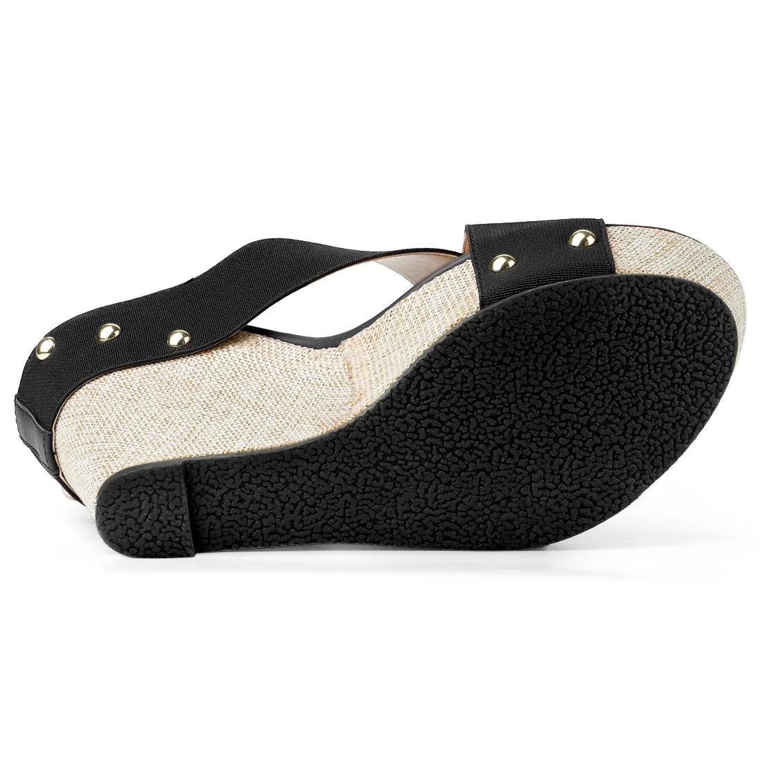 Crisscrossing Strap Platform Slide Wedge Sandals