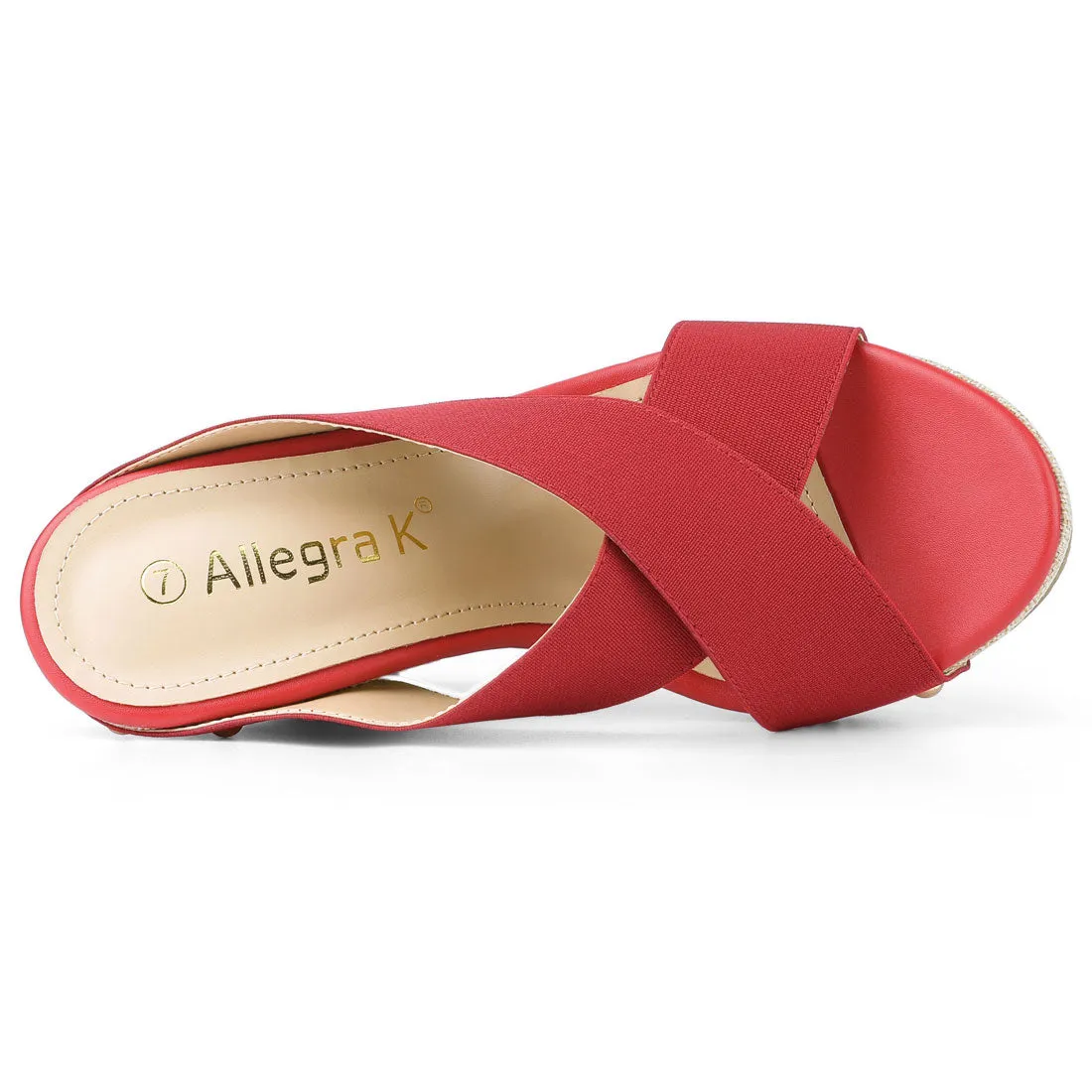 Crisscrossing Strap Platform Slide Wedge Sandals