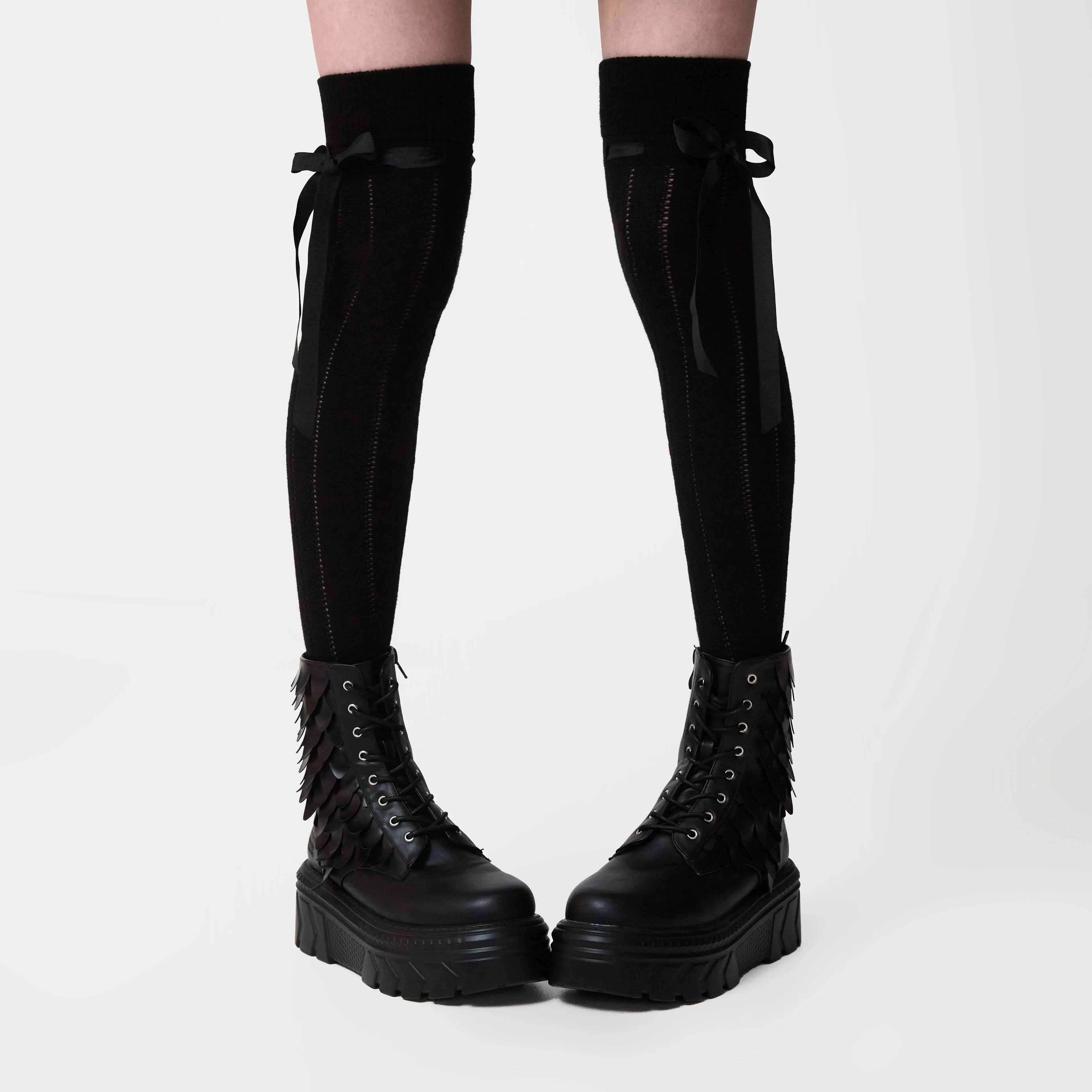 Draco Scale Chunky Stomper Boots - Black