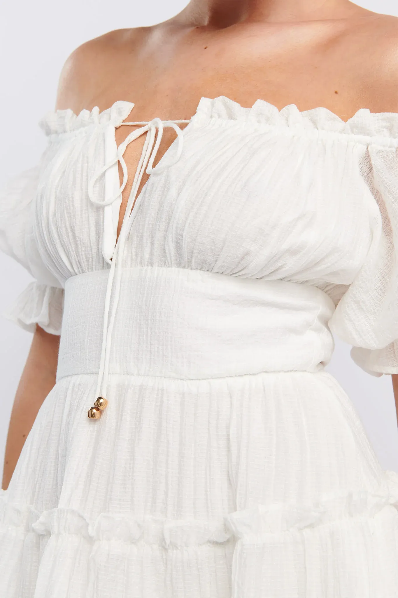 Everley Puff Sleeve Mini Dress White