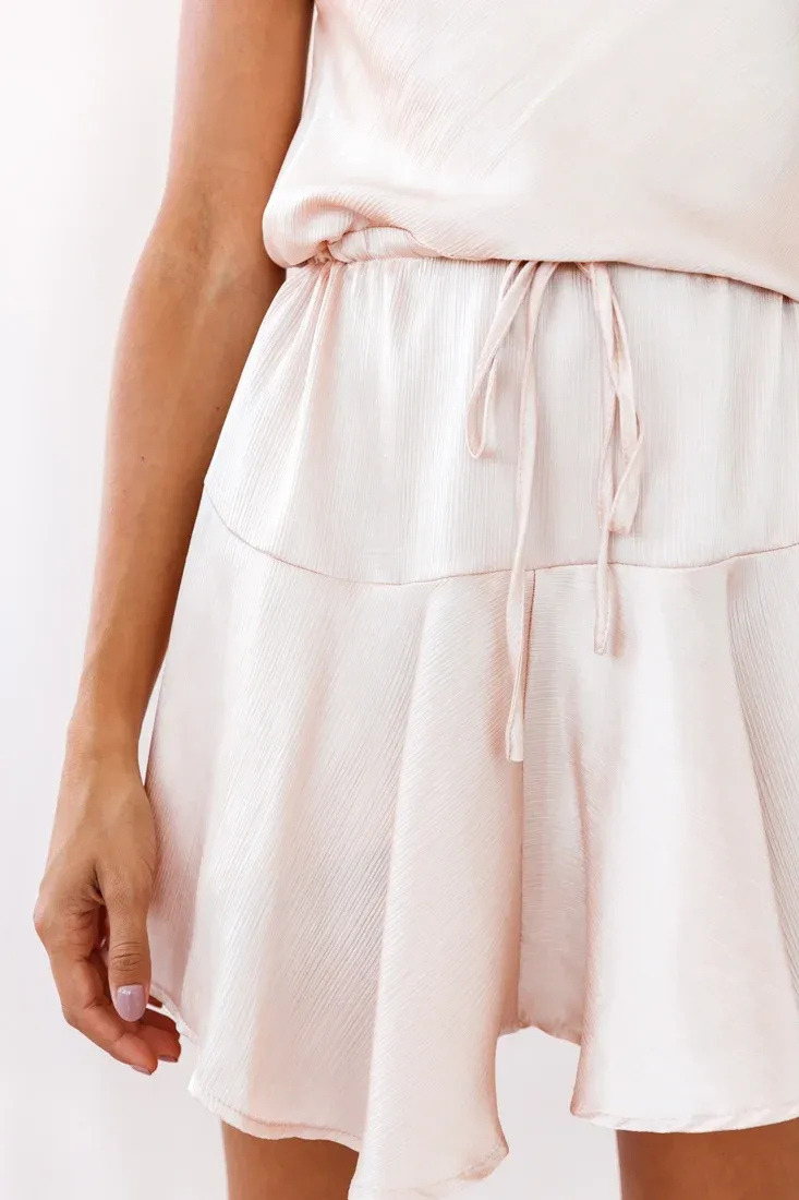 Ferris Cowl Neck Drawstring Dress Champagne