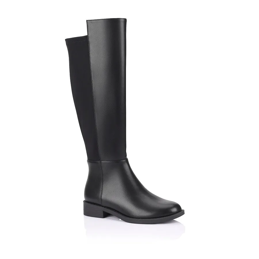 Gala Flat Knee High Boots - Black