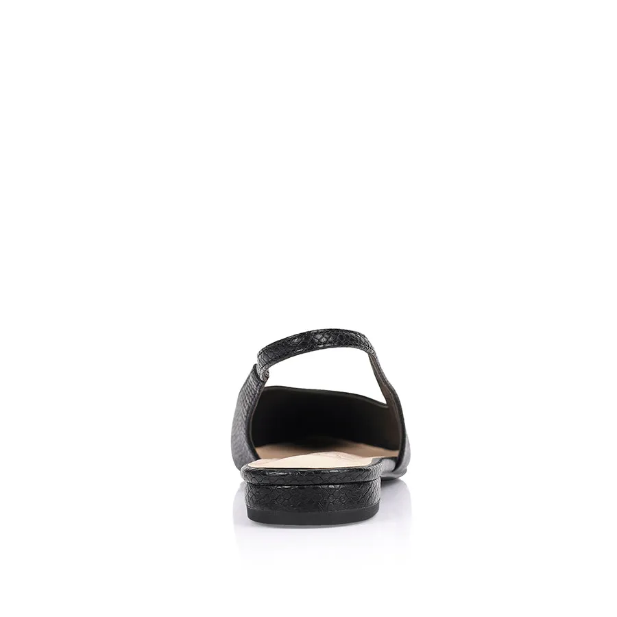 History Slingback Flats - Black Snake