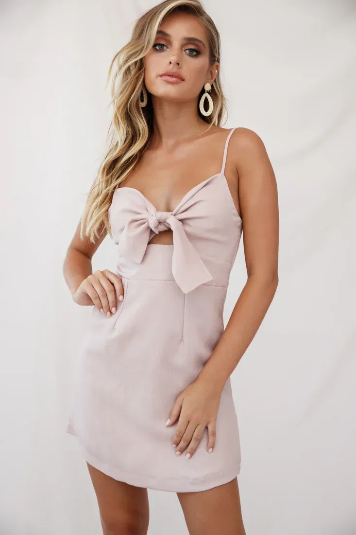 Hope Tie-Knot Bust Mini Dress Blush