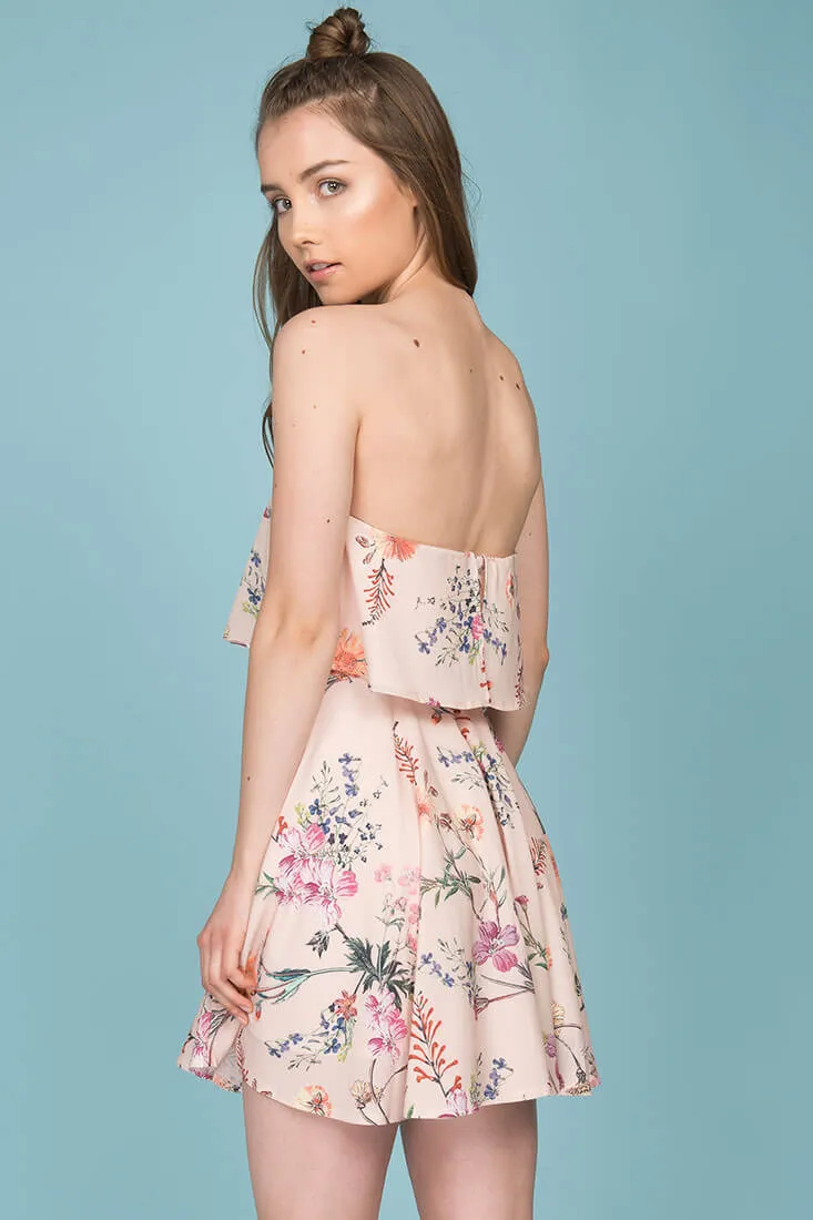 Jemma Floral Going Out Dress Beige