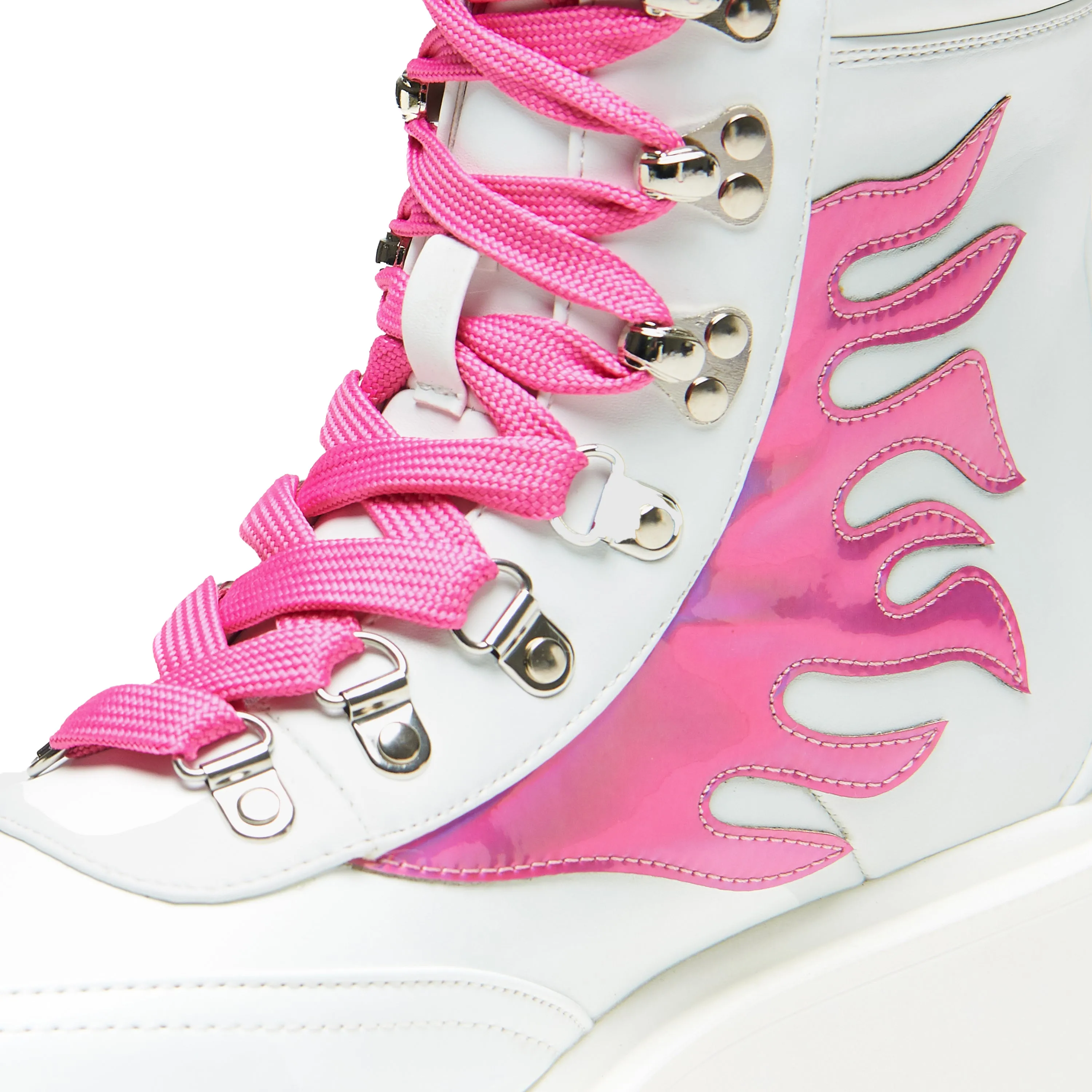 Kawaii Helios Hologram Flame Boots - Pink