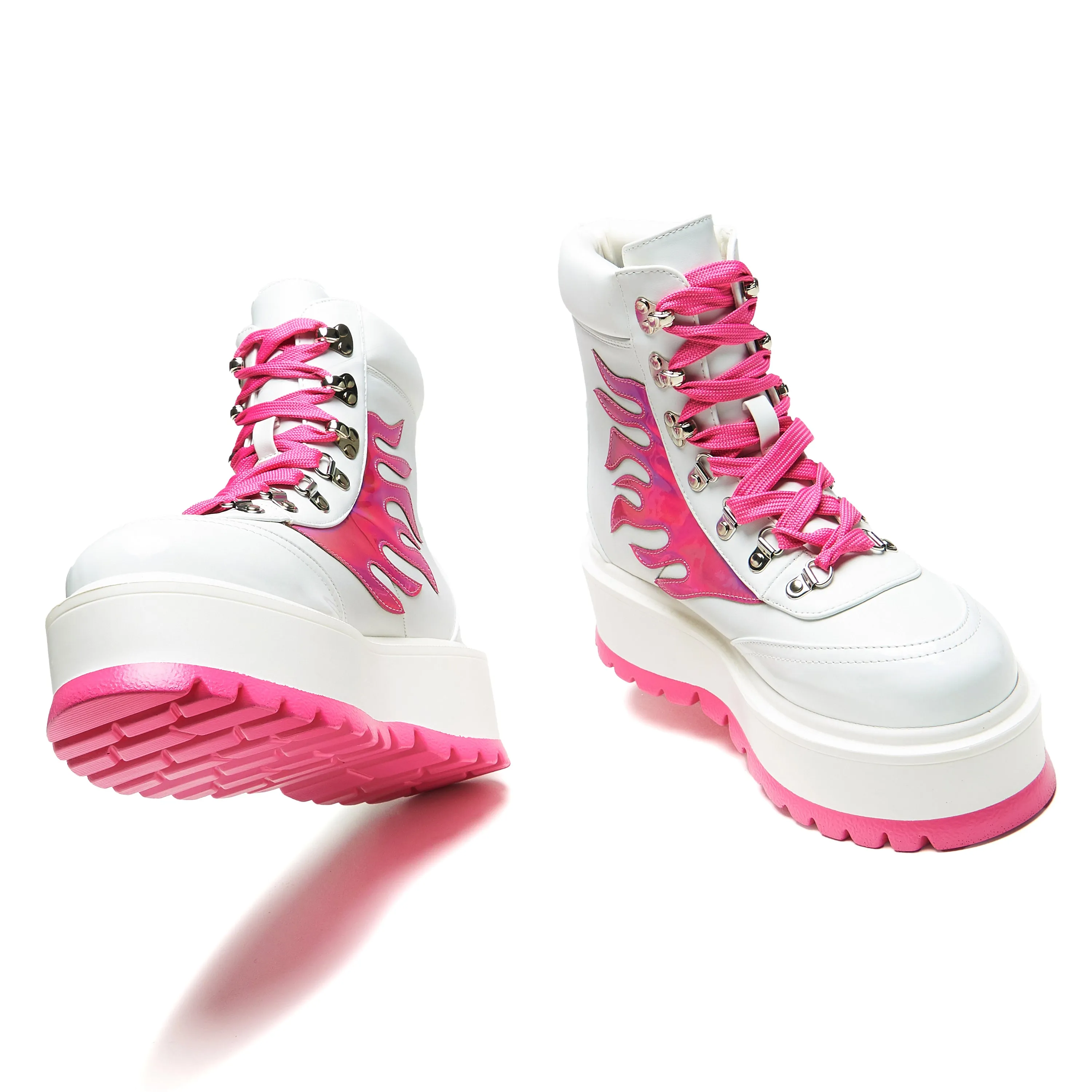 Kawaii Helios Hologram Flame Boots - Pink