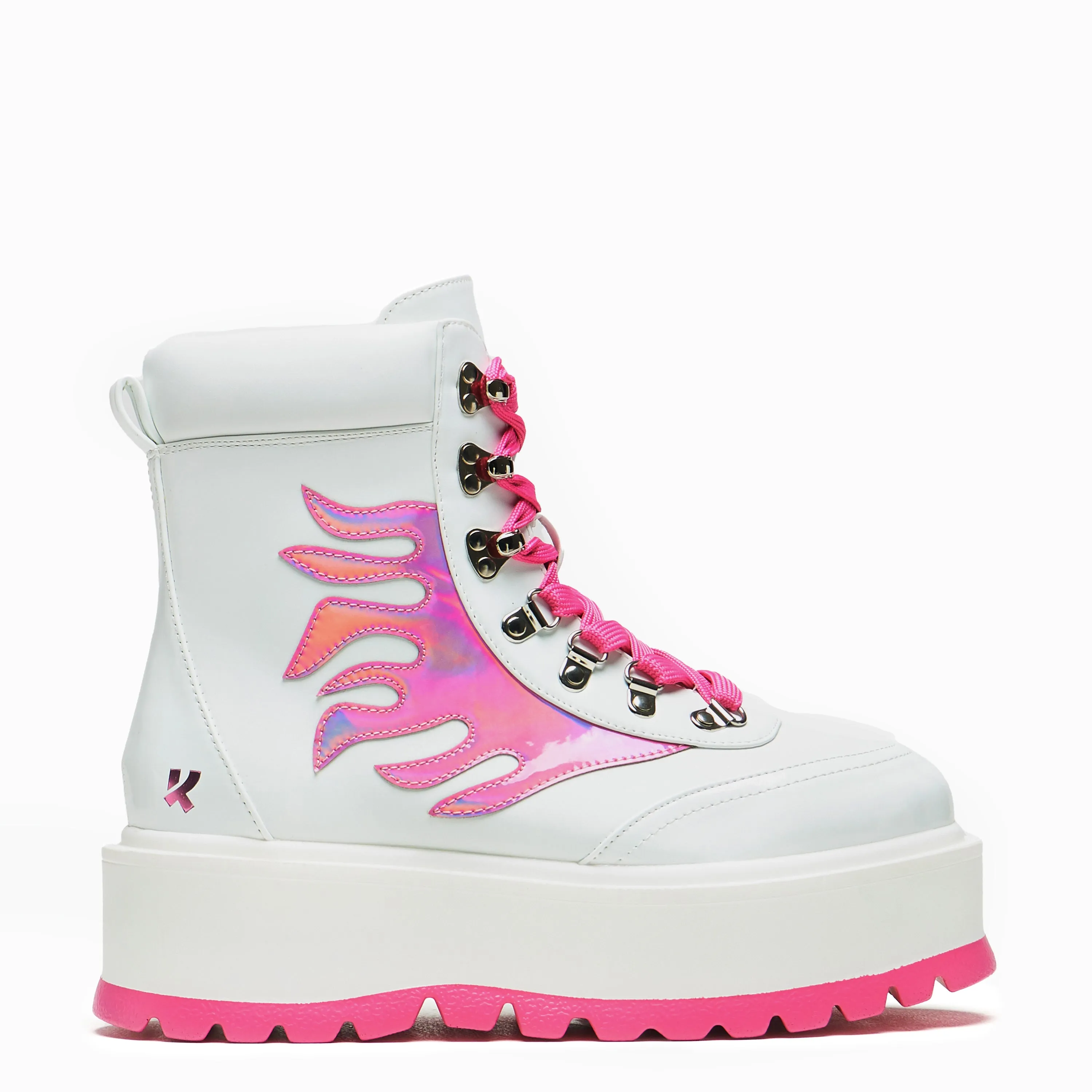 Kawaii Helios Hologram Flame Boots - Pink