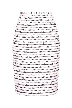 Knee-Length Pencil Skirt in Black and White Striped Tweed - Penny