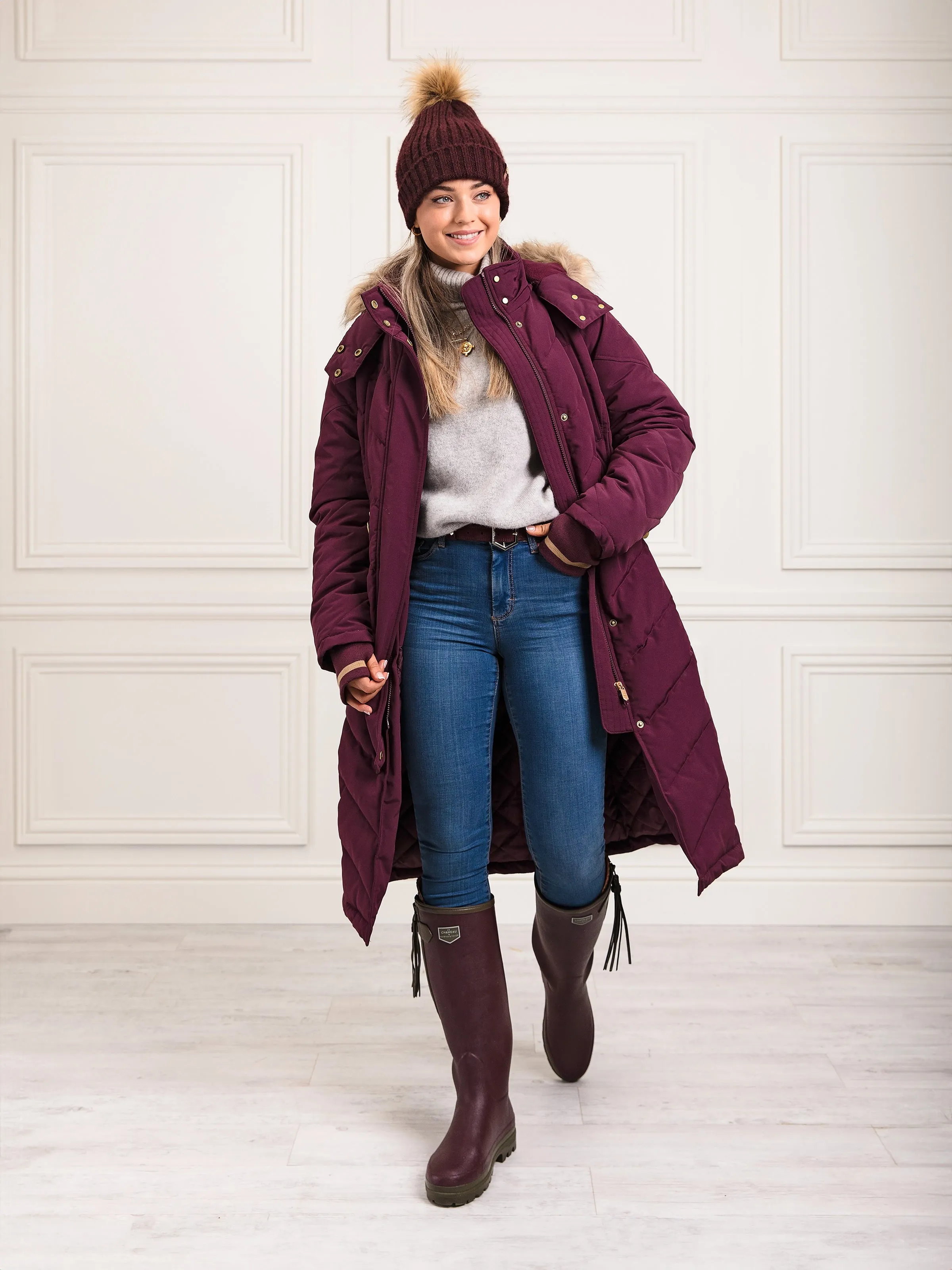 L'Alliance Neoprene Lined Wellington Boot (Narrow Fit) - Cherry