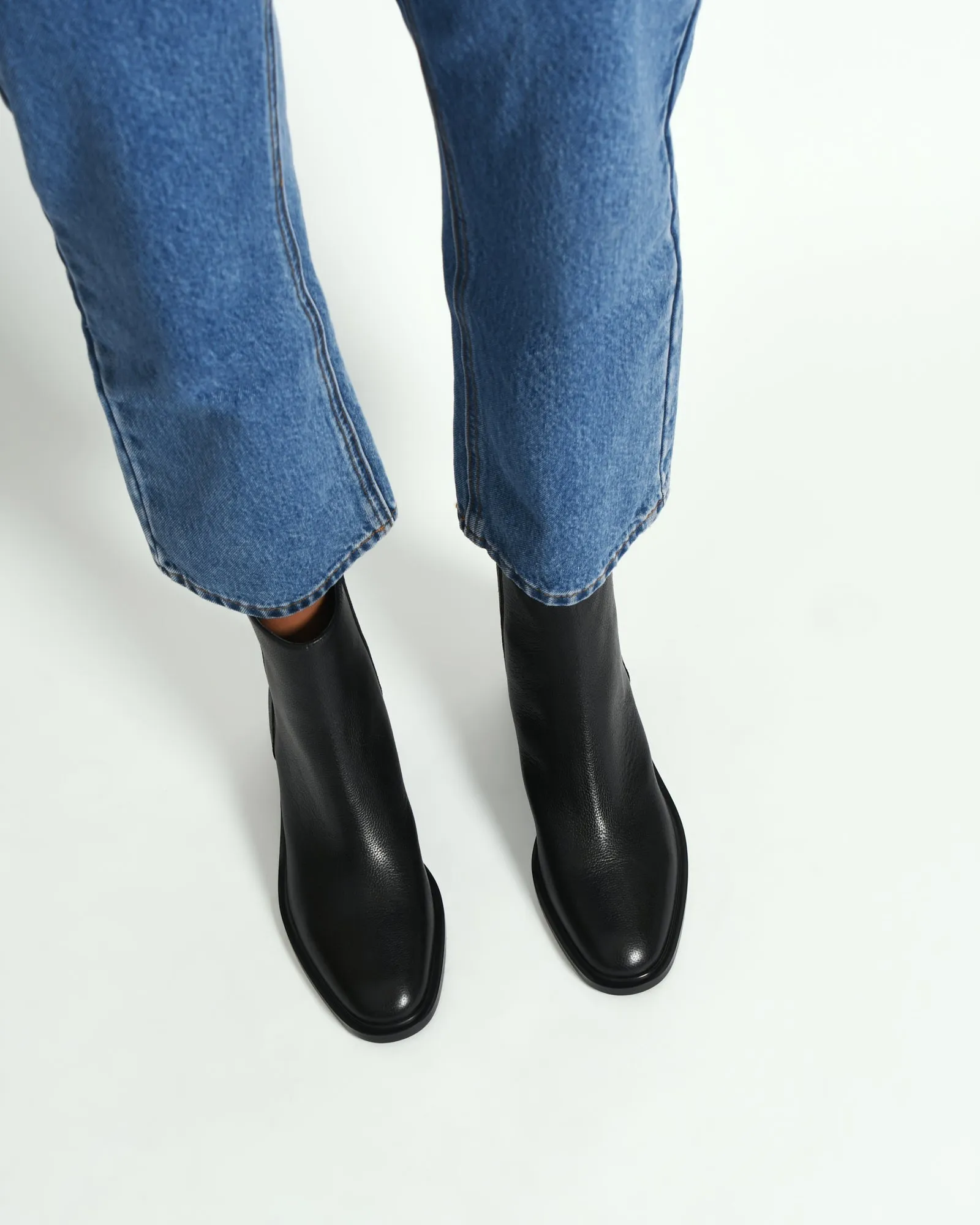MASON FLAT ANKLE BOOTS BLACK LEATHER