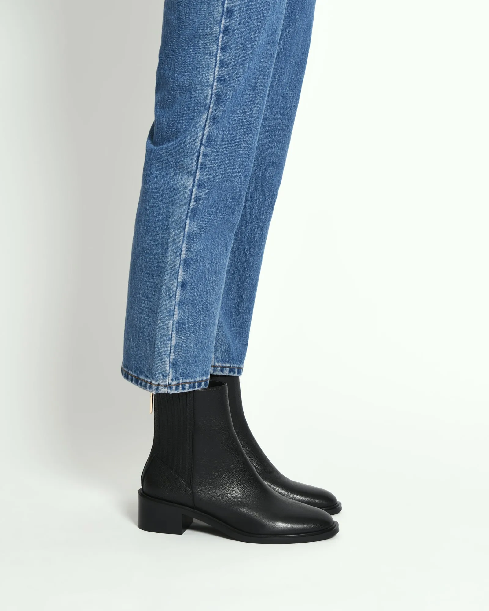 MASON FLAT ANKLE BOOTS BLACK LEATHER