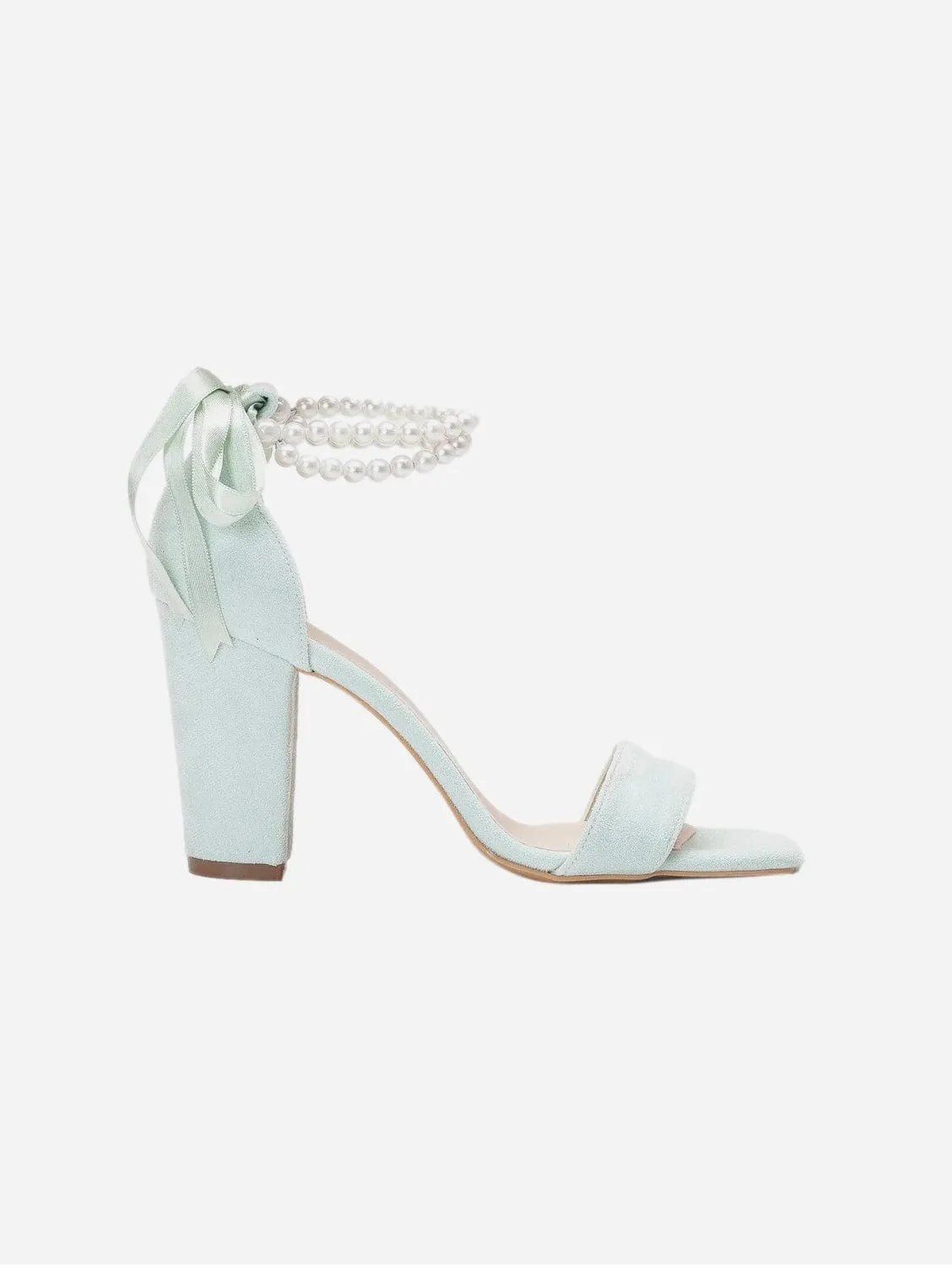 Melissa Vegan Suede Pearl Heeled Sandals | Mint Green