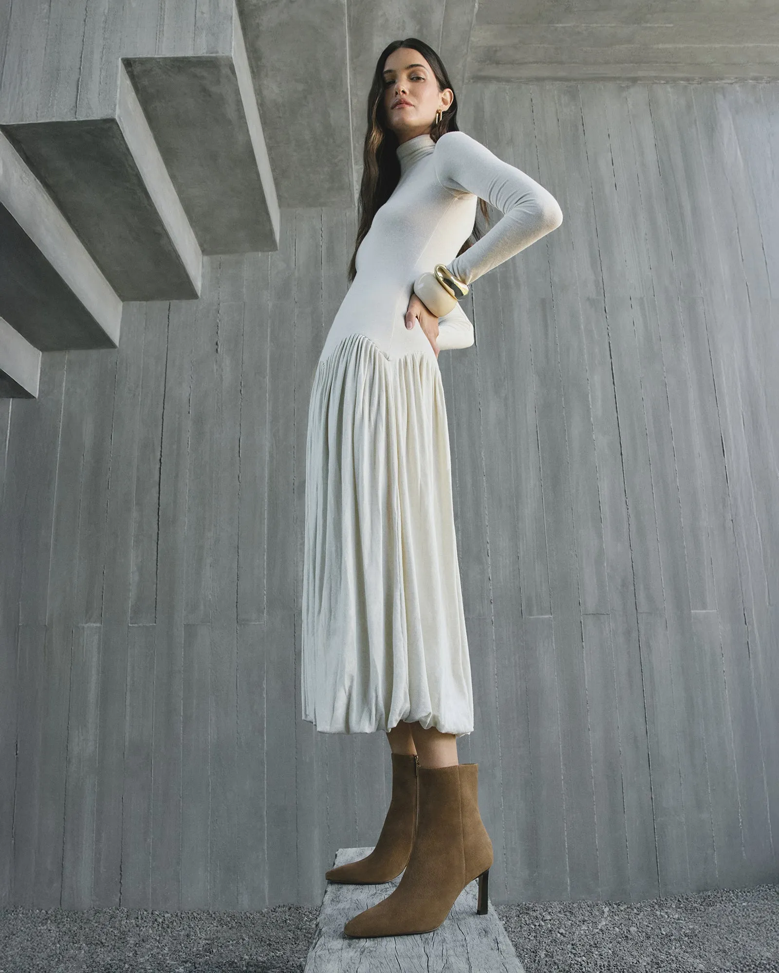 NESSIE MID ANKLE BOOTS BISCUIT SUEDE