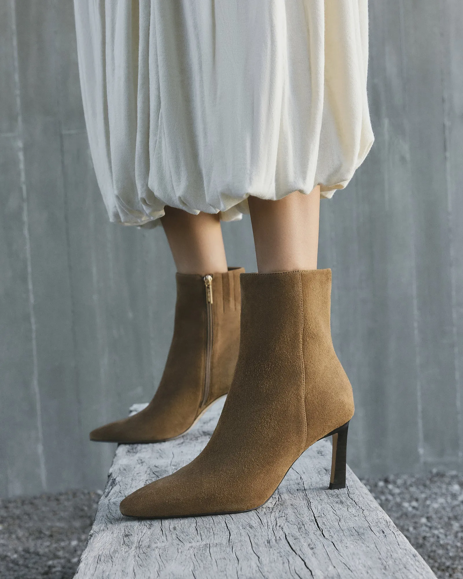 NESSIE MID ANKLE BOOTS BISCUIT SUEDE