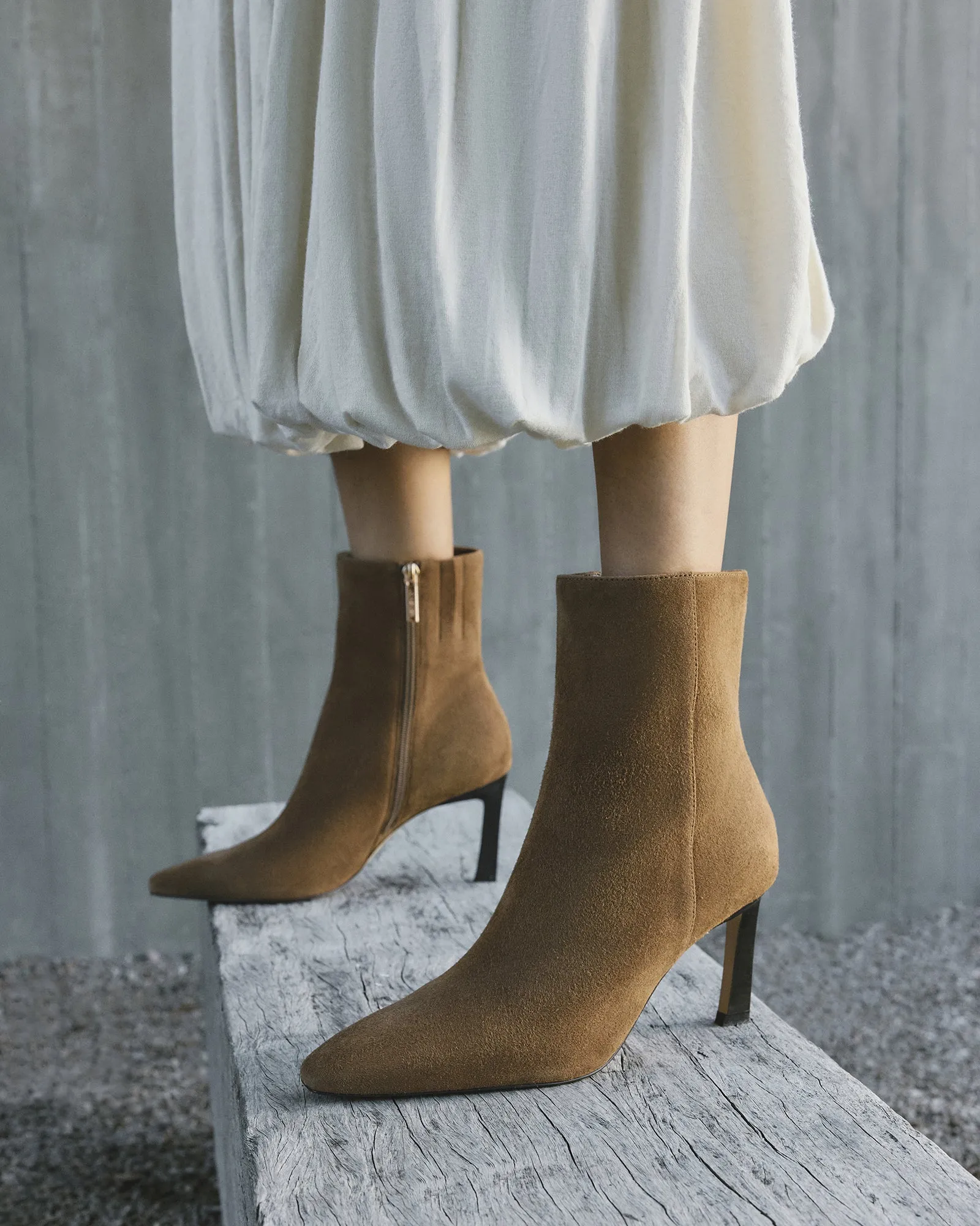 NESSIE MID ANKLE BOOTS BISCUIT SUEDE