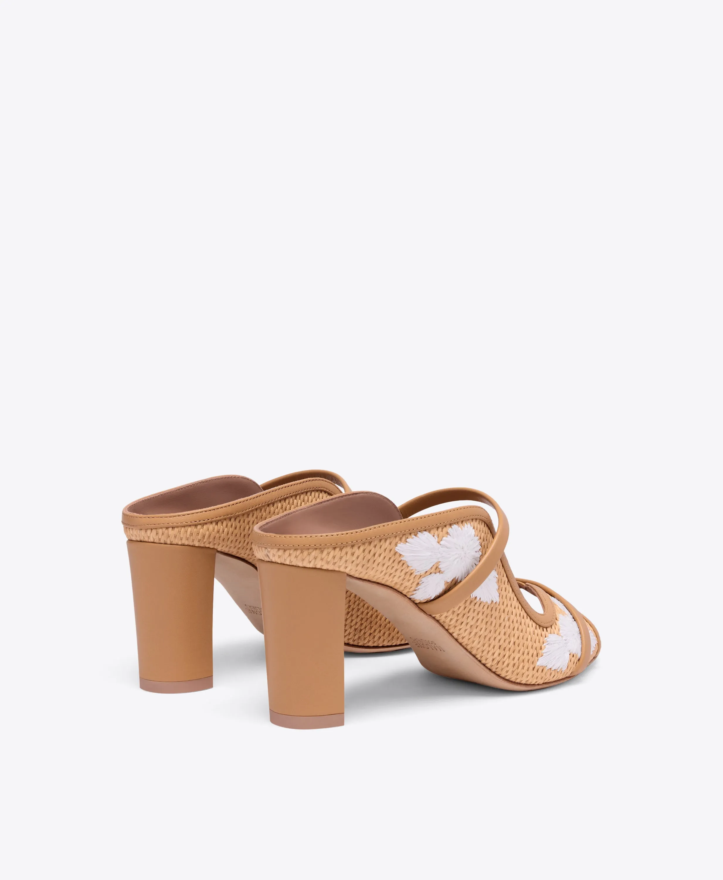 Norah 70 Camel Embroidered Raffia Heeled Sandals