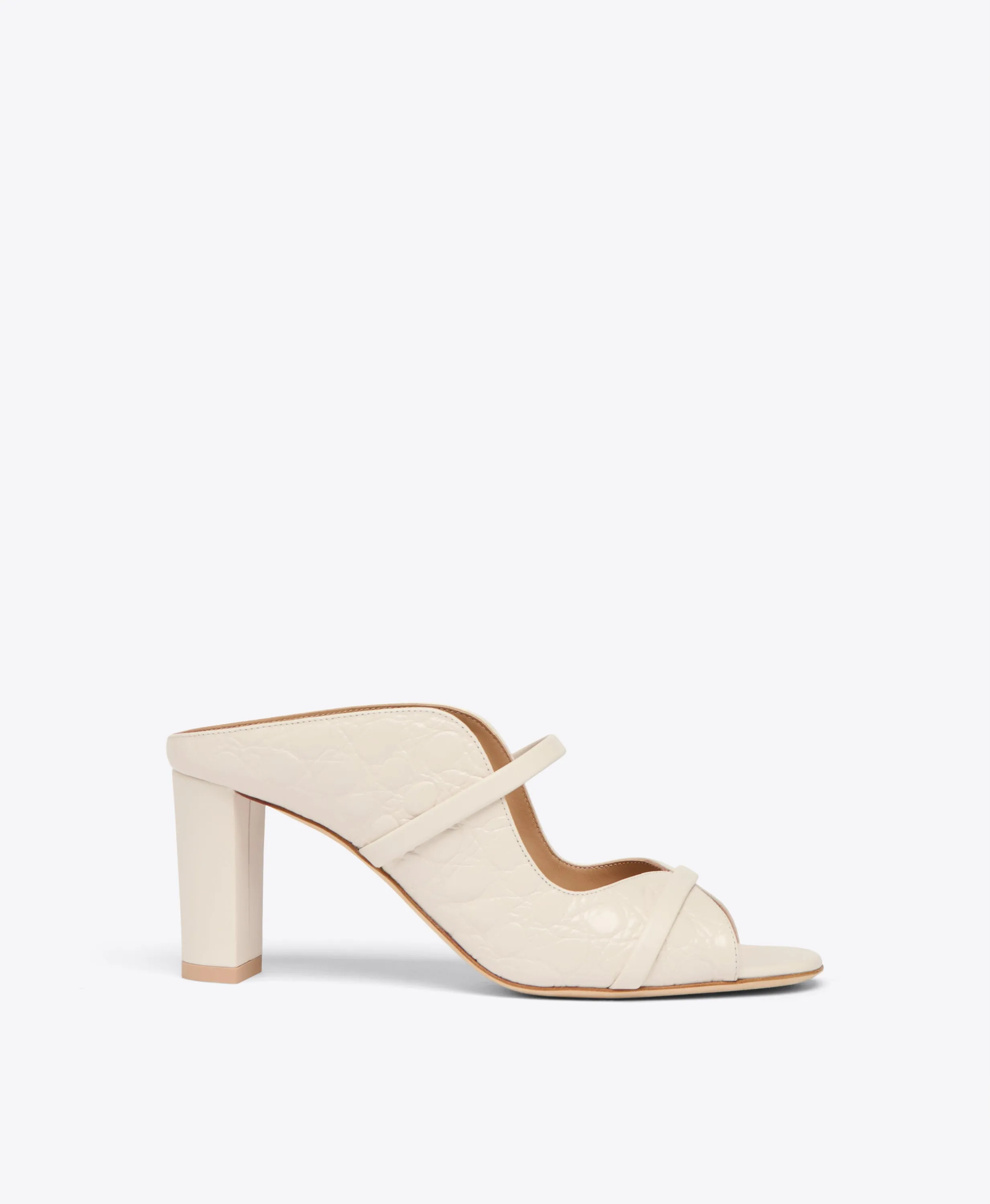 Norah 70 White Embossed Leather Heeled Sandals