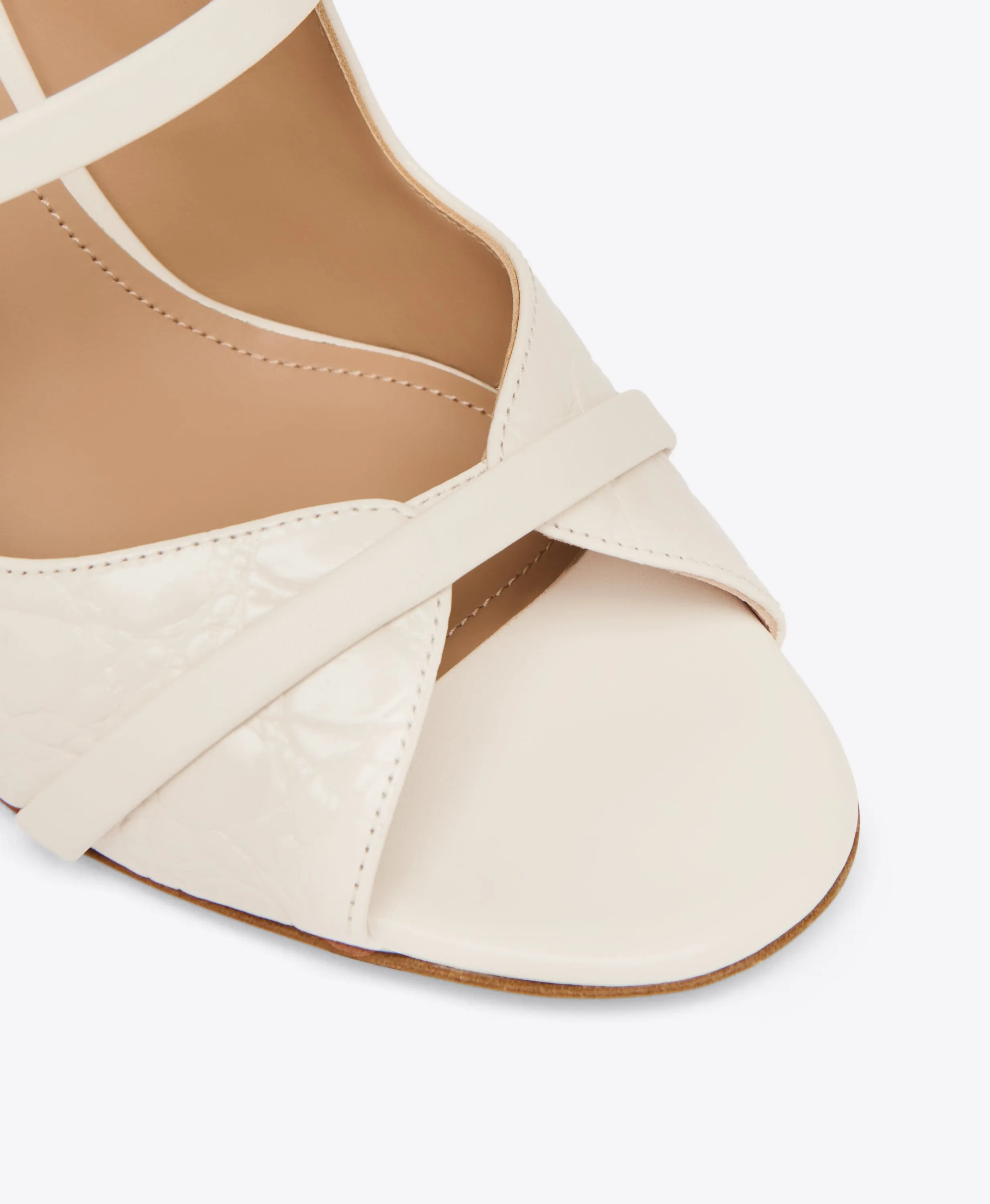 Norah 70 White Embossed Leather Heeled Sandals