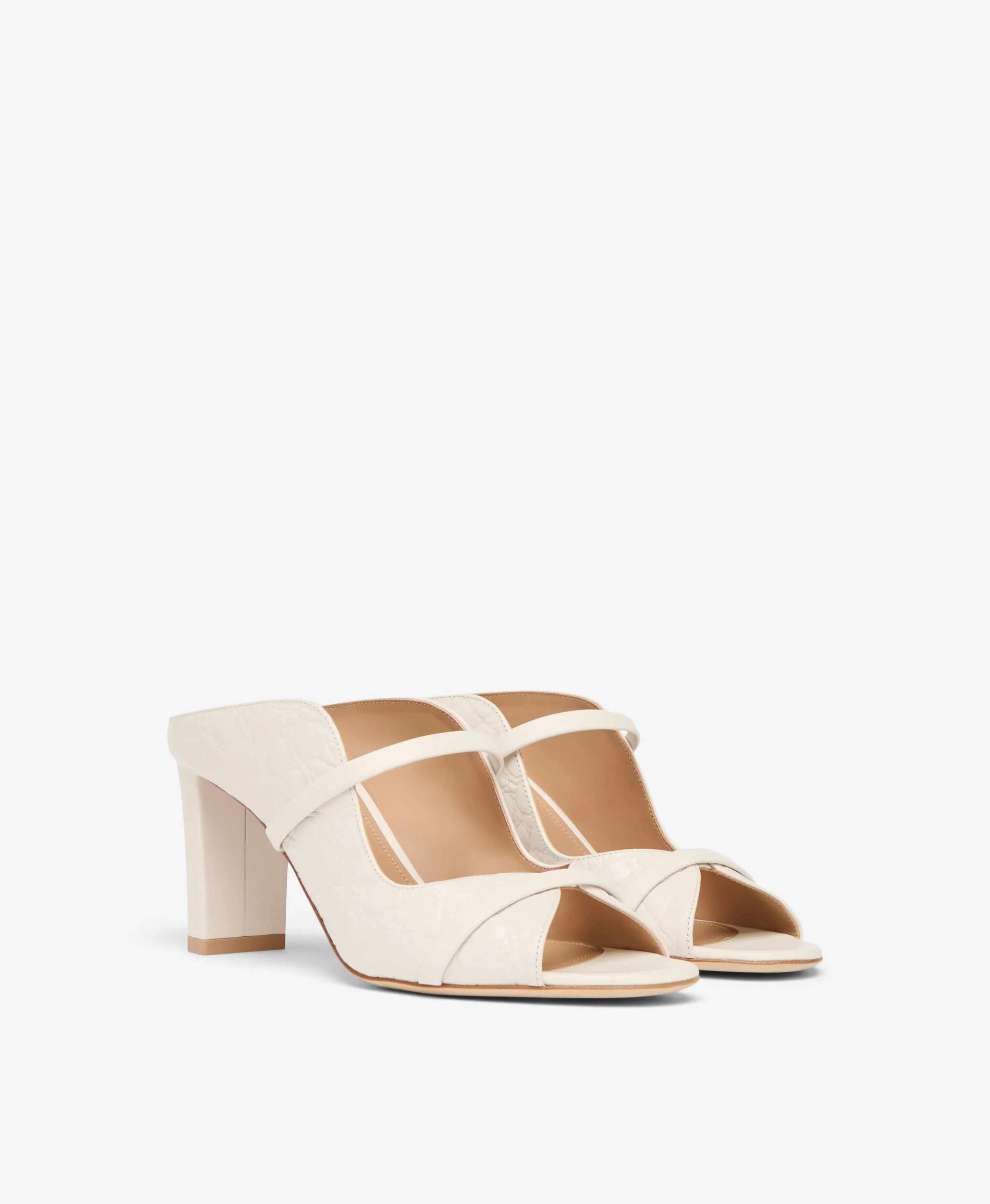 Norah 70 White Embossed Leather Heeled Sandals