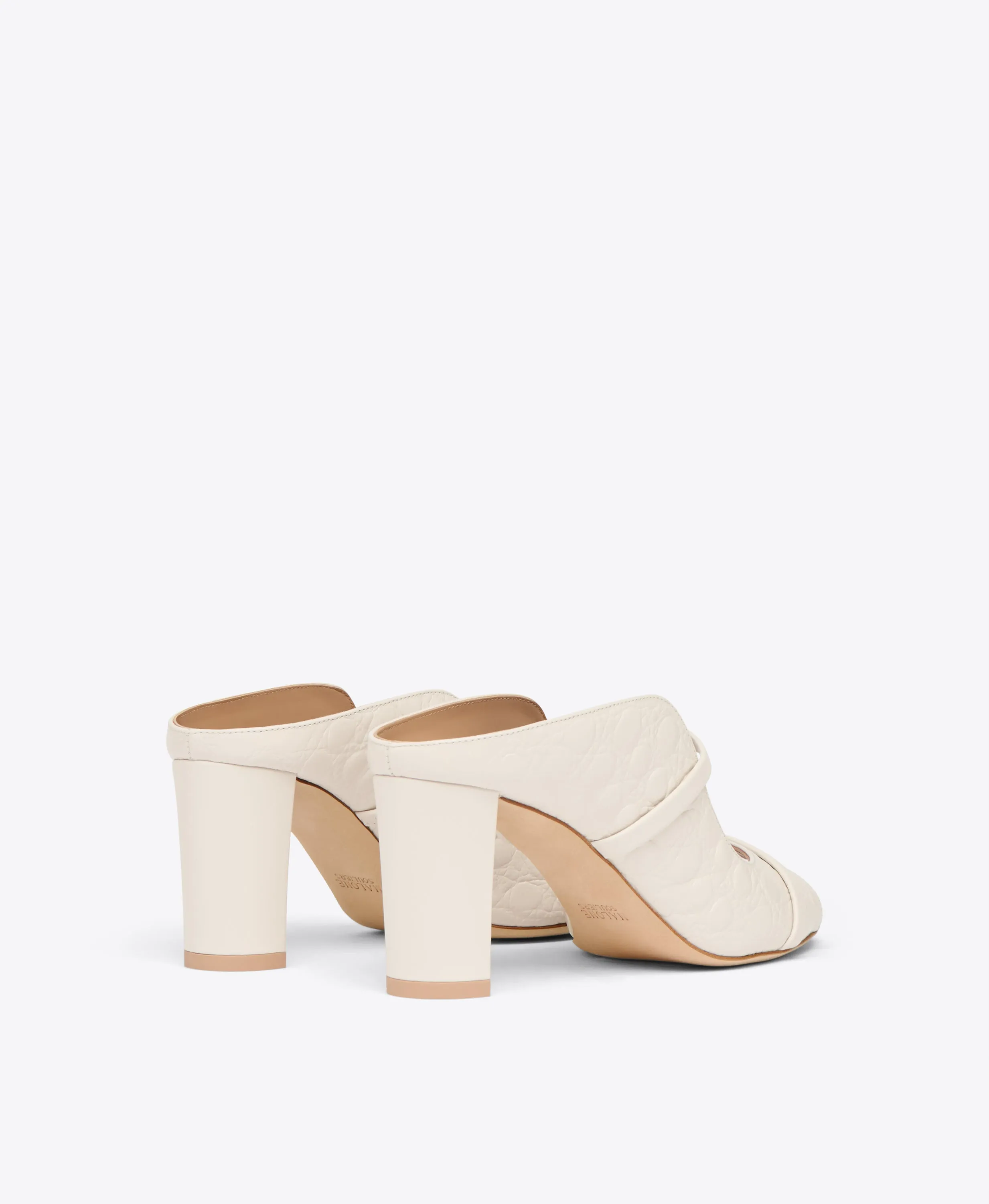 Norah 70 White Embossed Leather Heeled Sandals