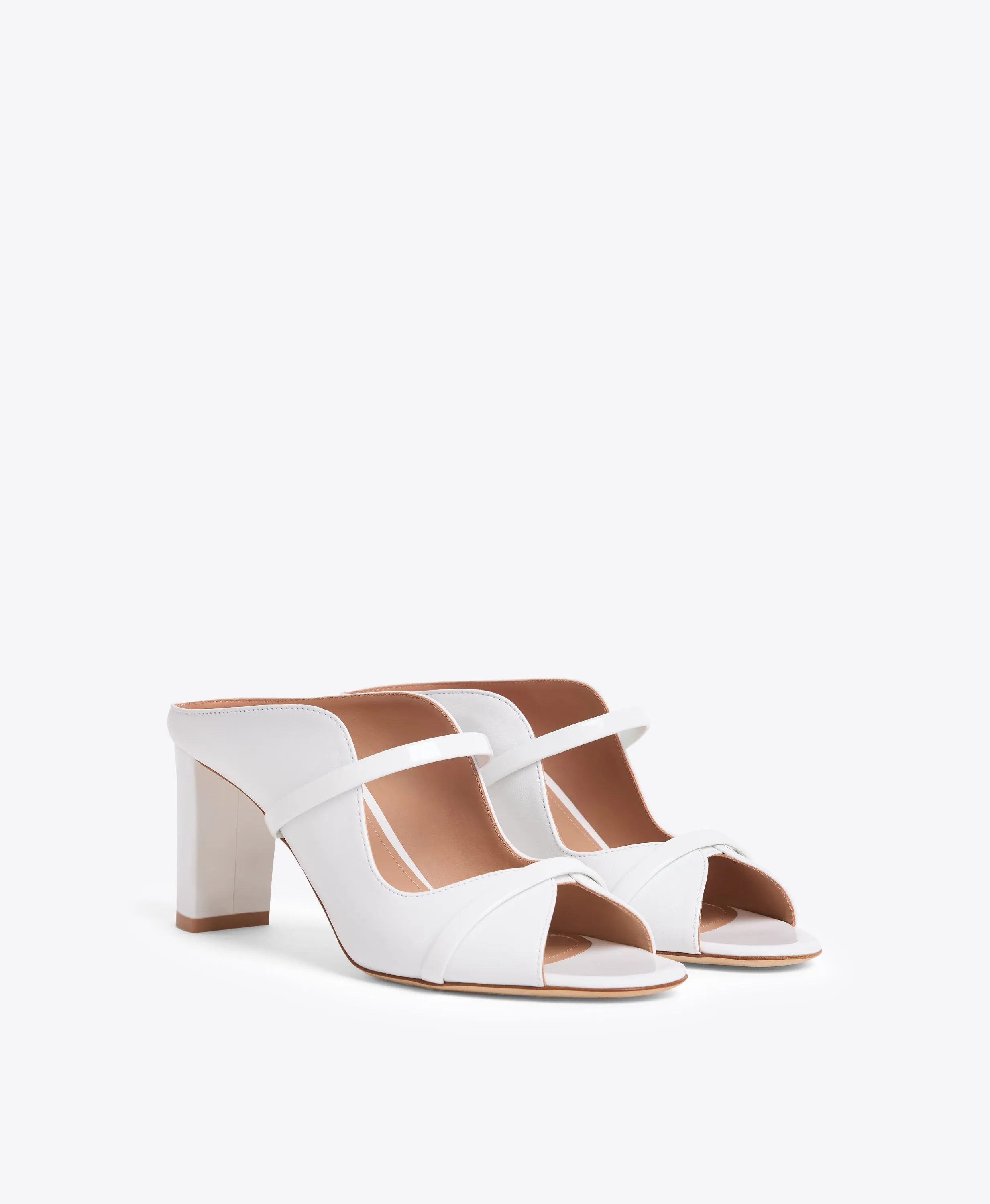 Norah 70 White Leather Heeled Sandals