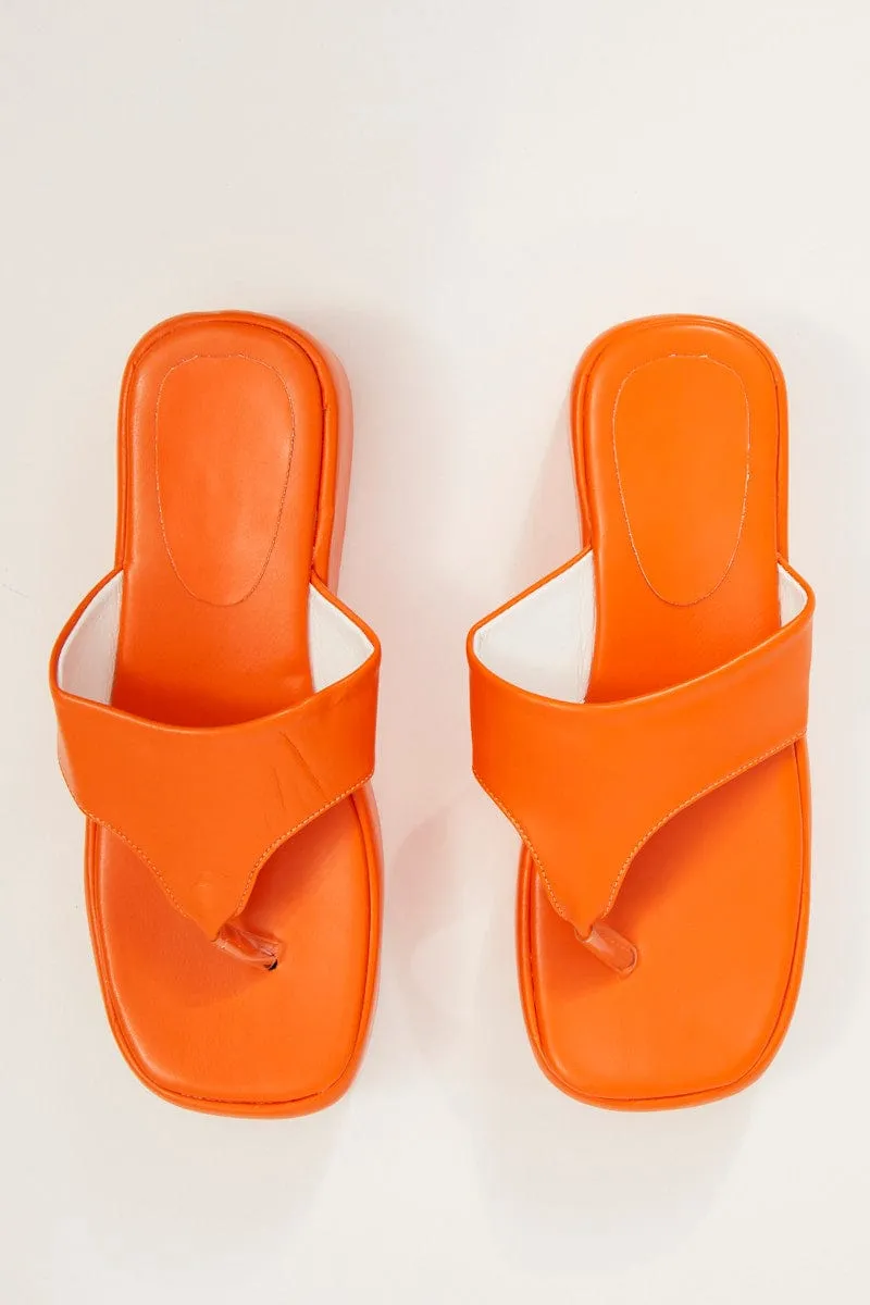 Orange Toe Post Thong Wedge Sandals